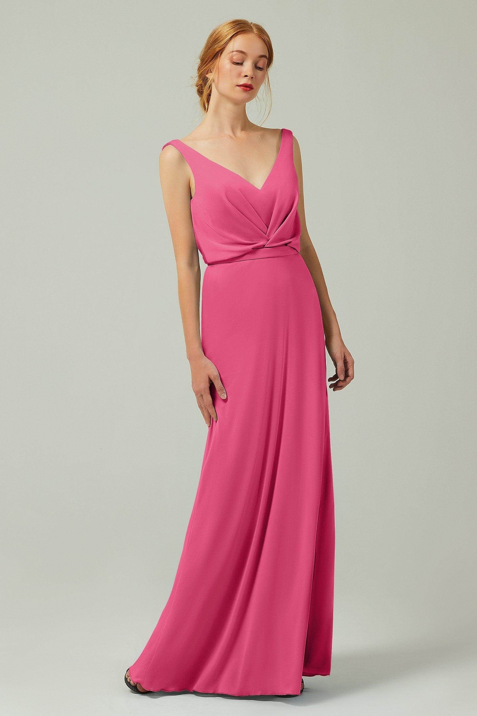 Sheath-Column Floor Length Chiffon Bridesmaid Dress Formal Dresses CB0358