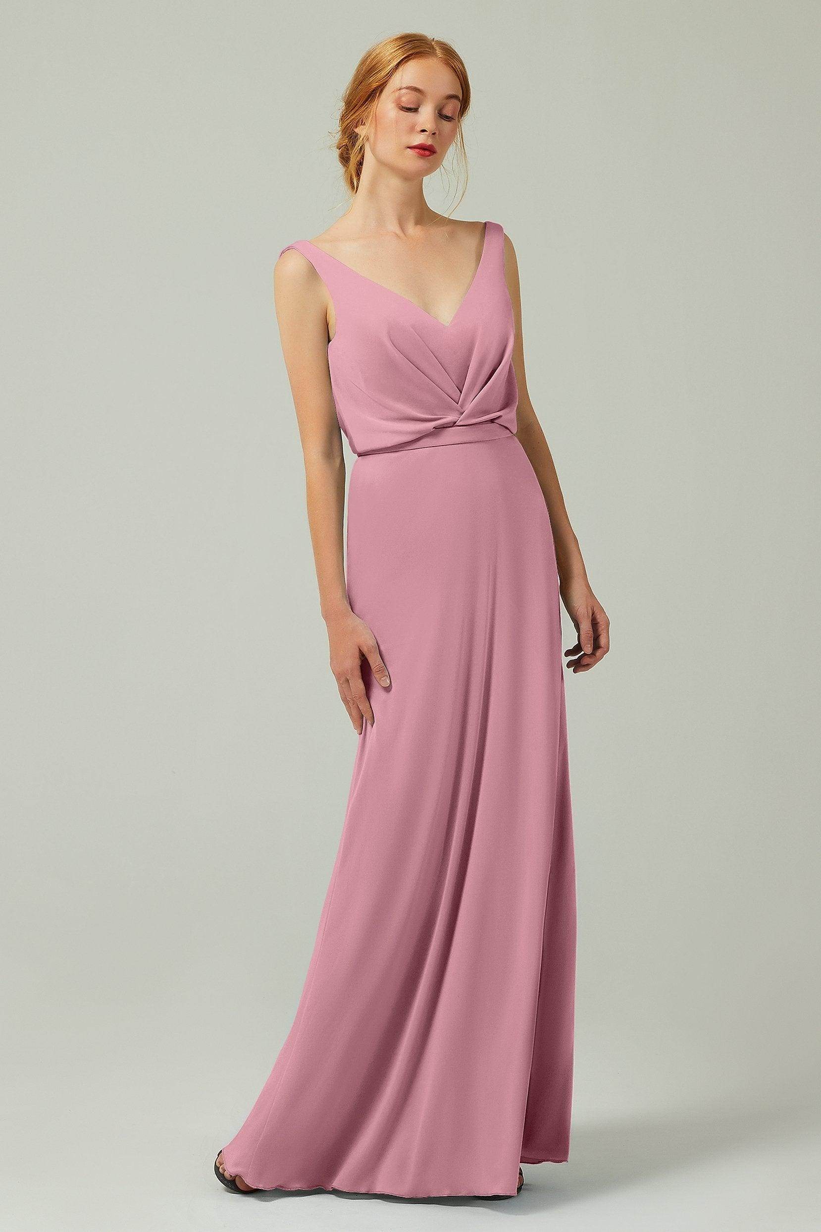 Sheath-Column Floor Length Chiffon Bridesmaid Dress Formal Dresses CB0358