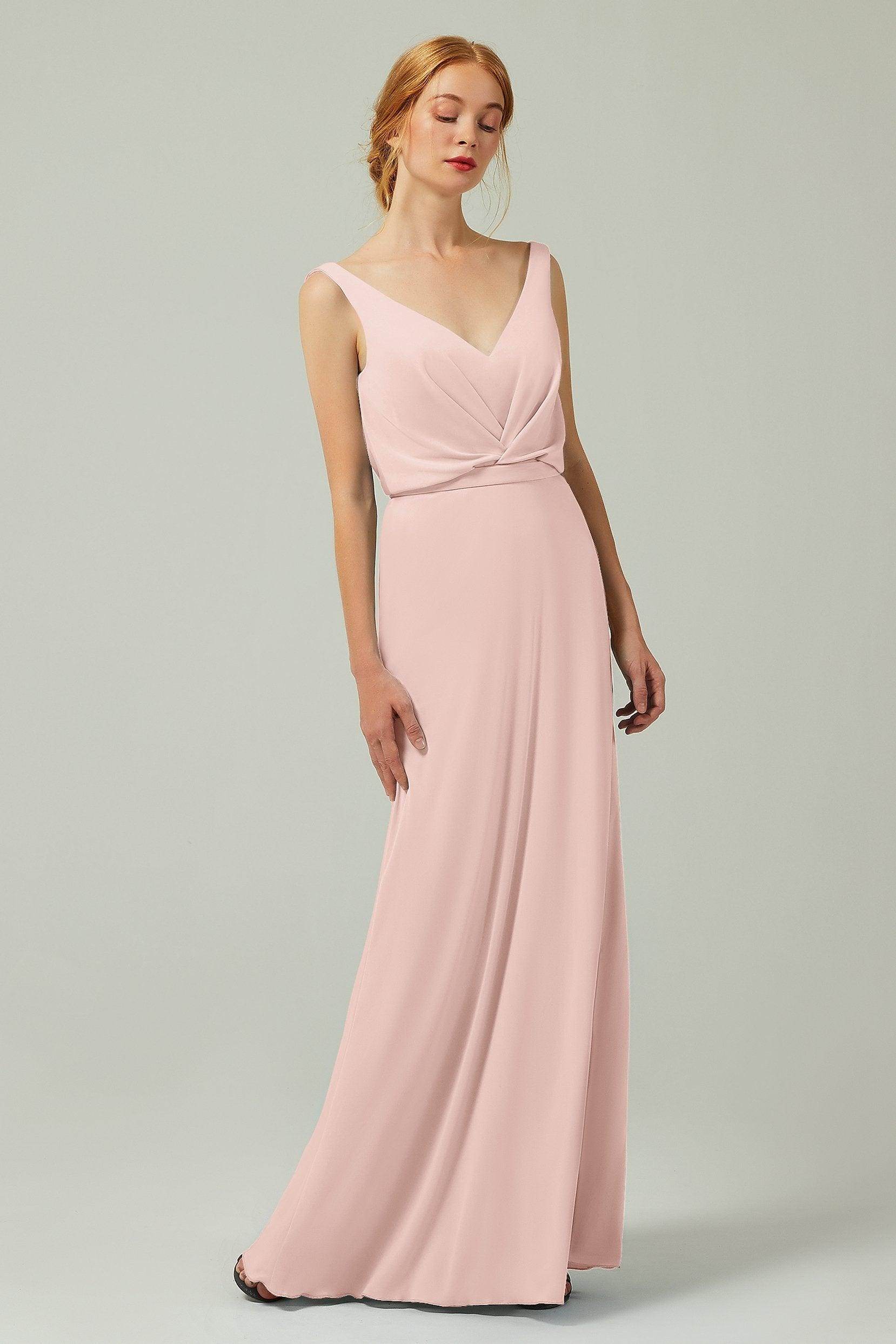 Sheath-Column Floor Length Chiffon Bridesmaid Dress Formal Dresses CB0358