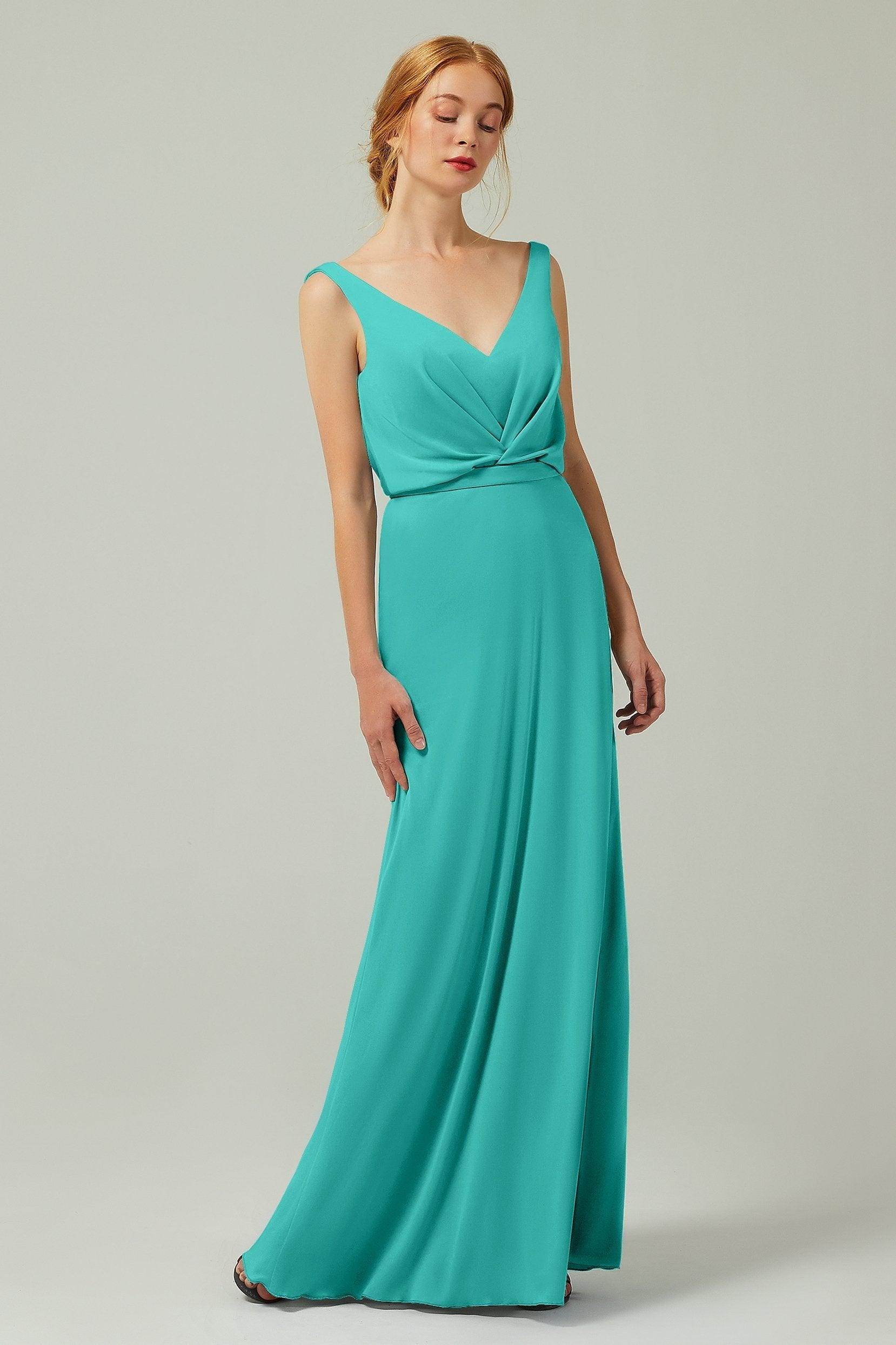 Sheath-Column Floor Length Chiffon Bridesmaid Dress Formal Dresses CB0358