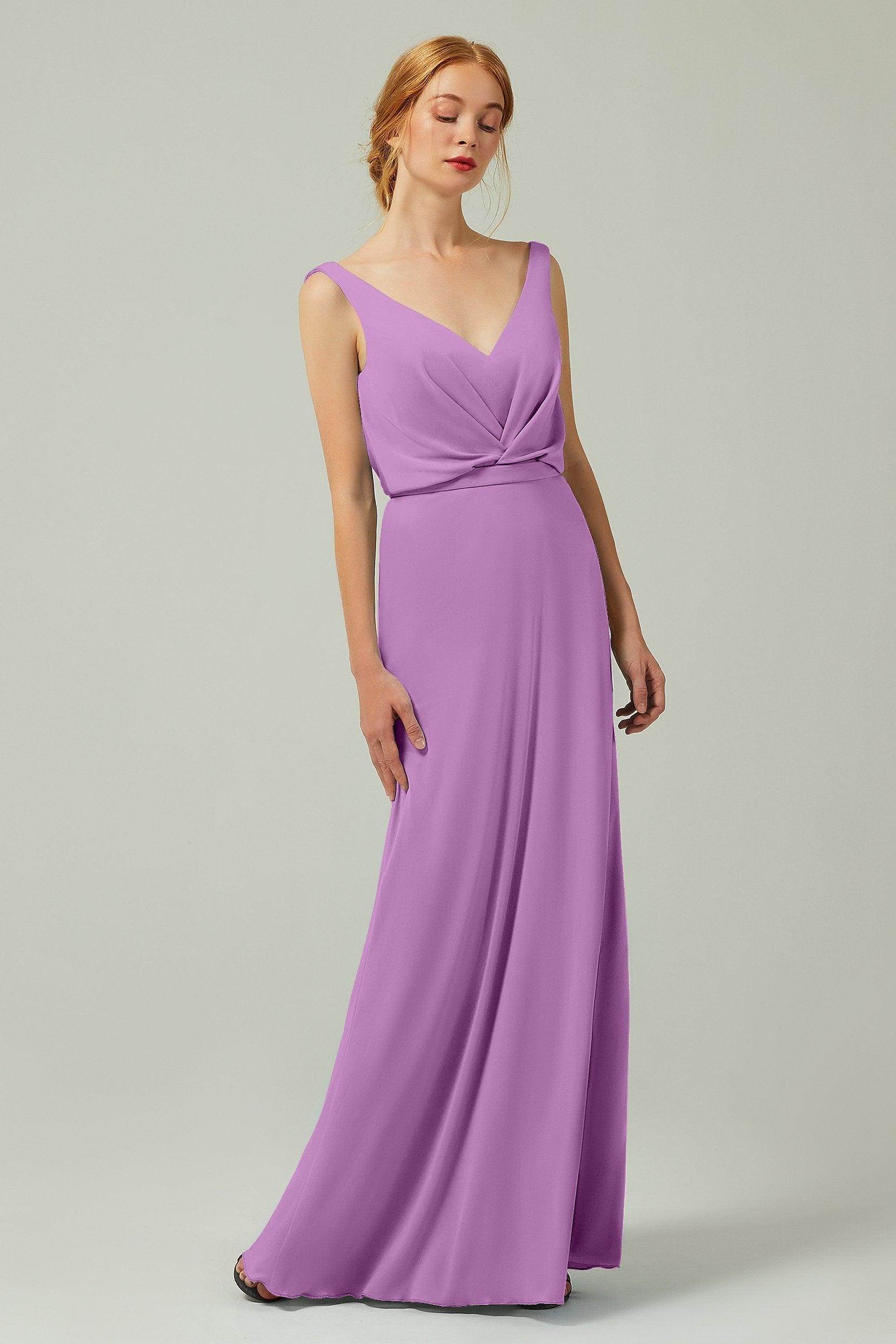 Sheath-Column Floor Length Chiffon Bridesmaid Dress Formal Dresses CB0358