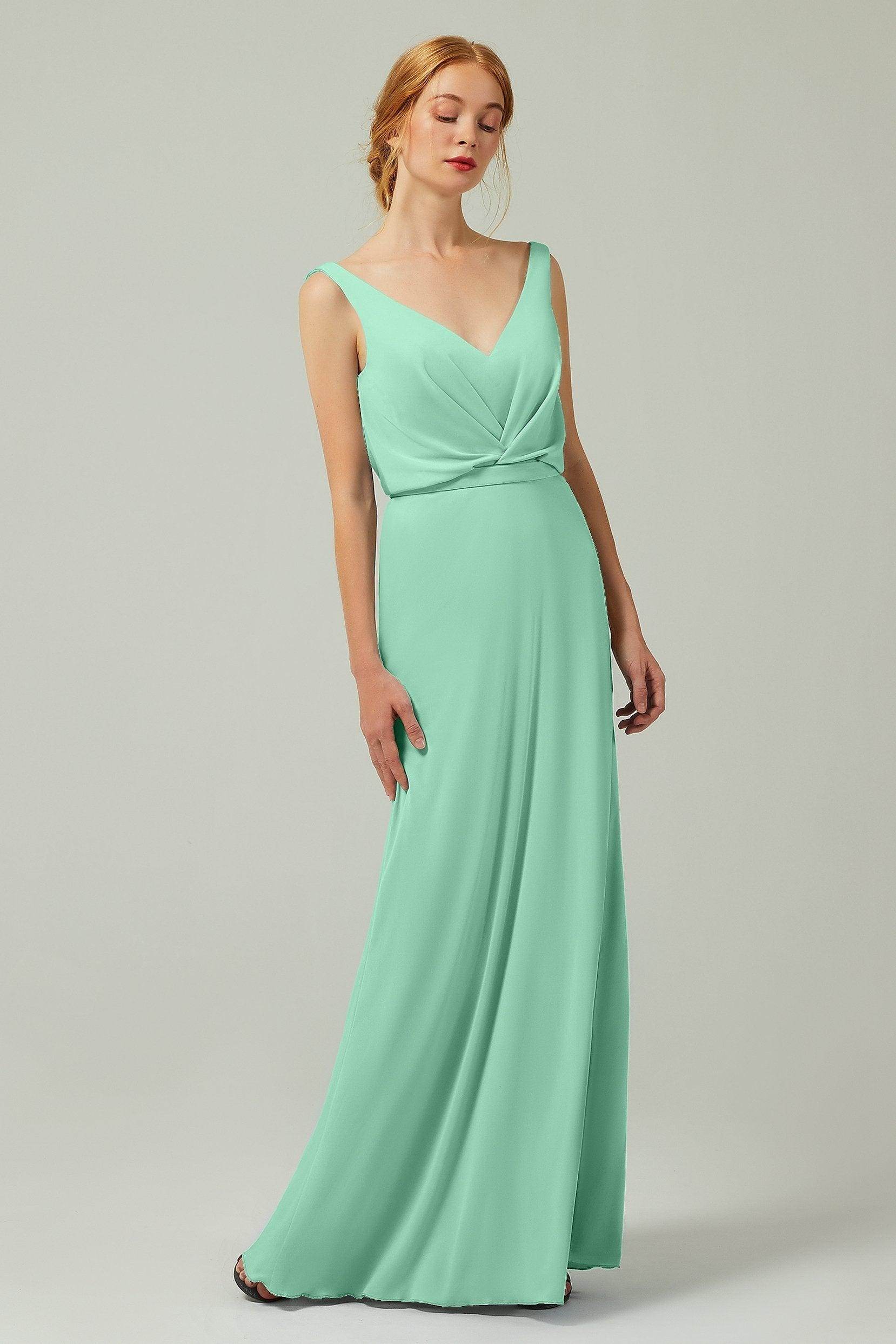 Sheath-Column Floor Length Chiffon Bridesmaid Dress Formal Dresses CB0358