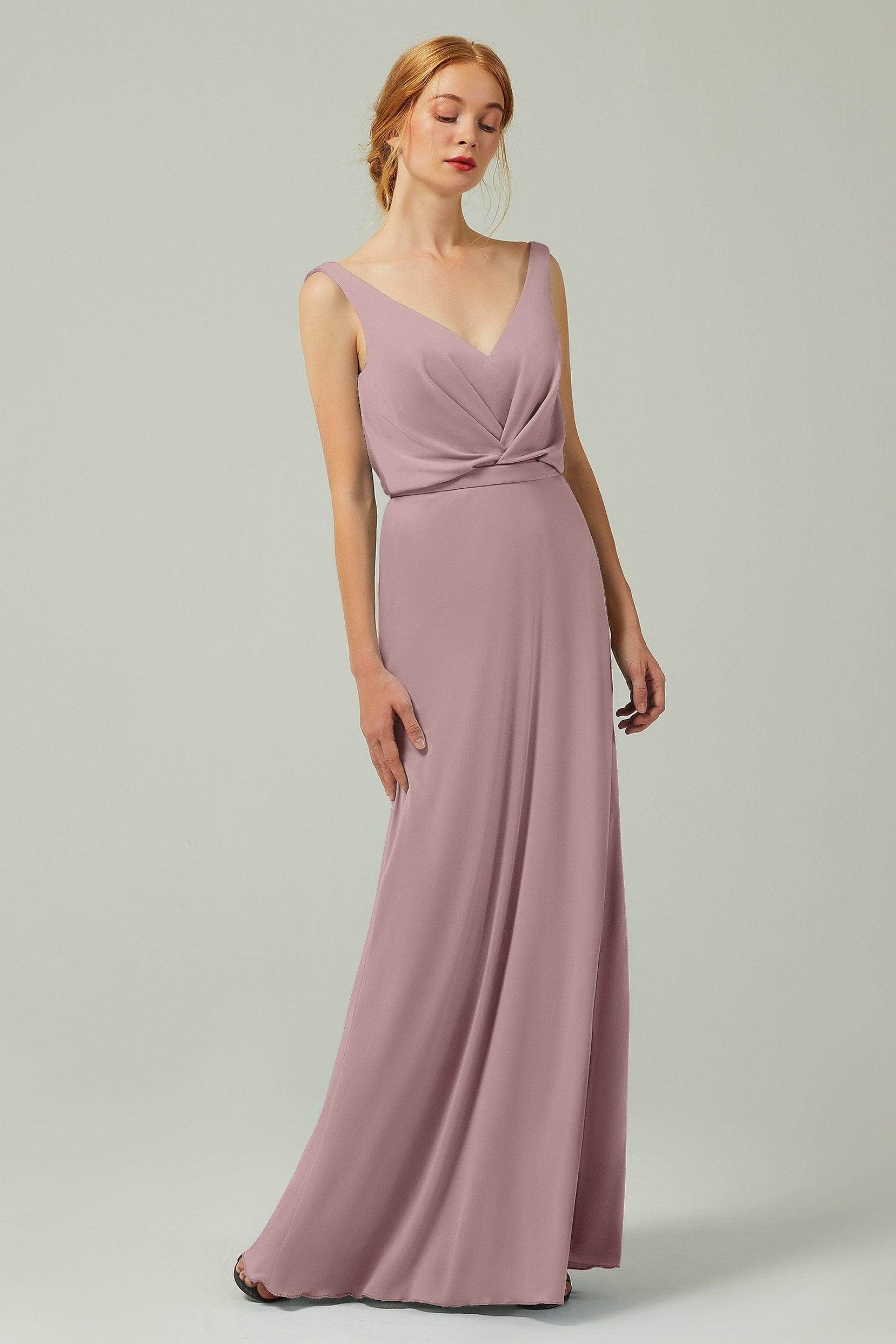 Sheath-Column Floor Length Chiffon Bridesmaid Dress Formal Dresses CB0358
