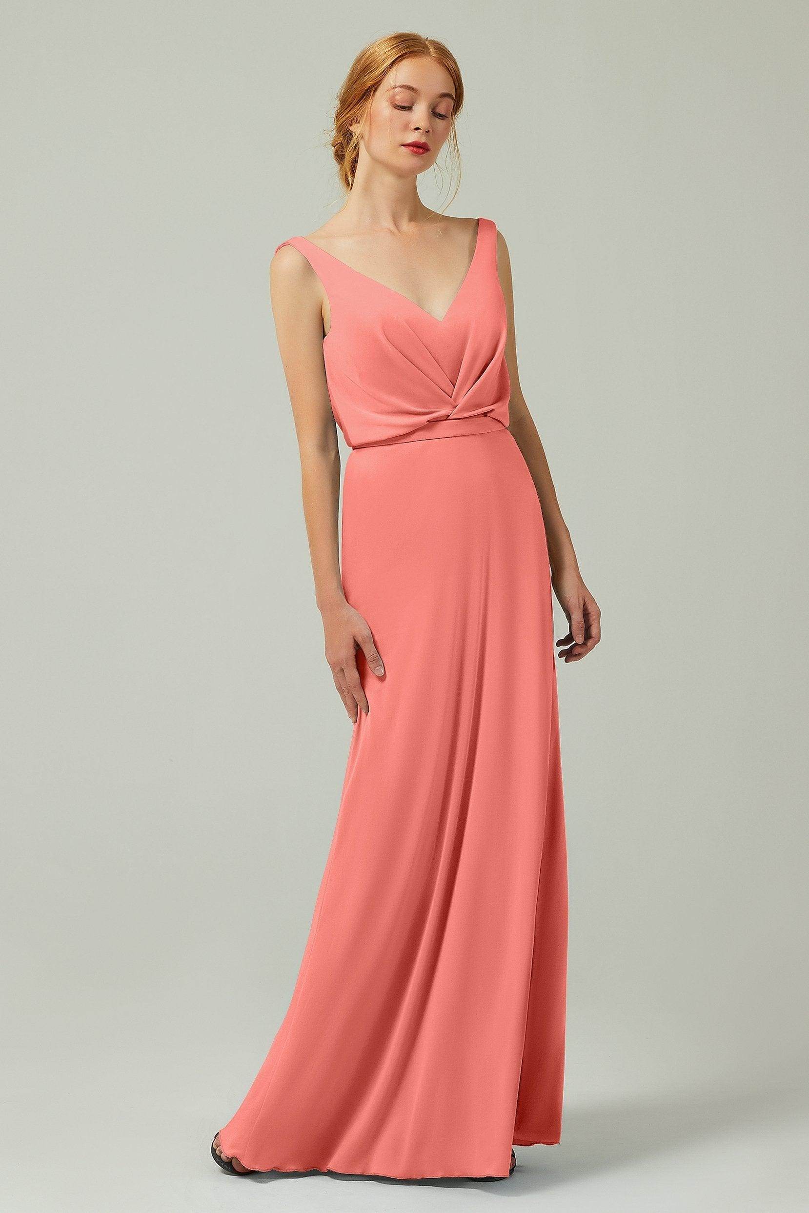 Sheath-Column Floor Length Chiffon Bridesmaid Dress Formal Dresses CB0358