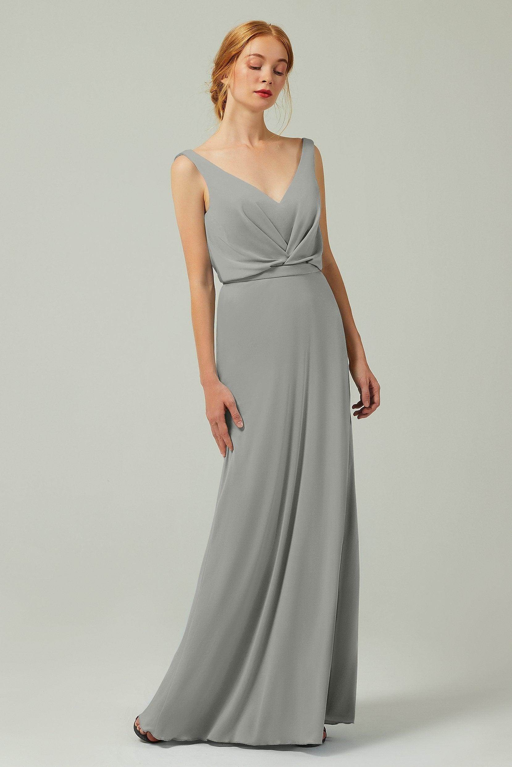 Sheath-Column Floor Length Chiffon Bridesmaid Dress Formal Dresses CB0358