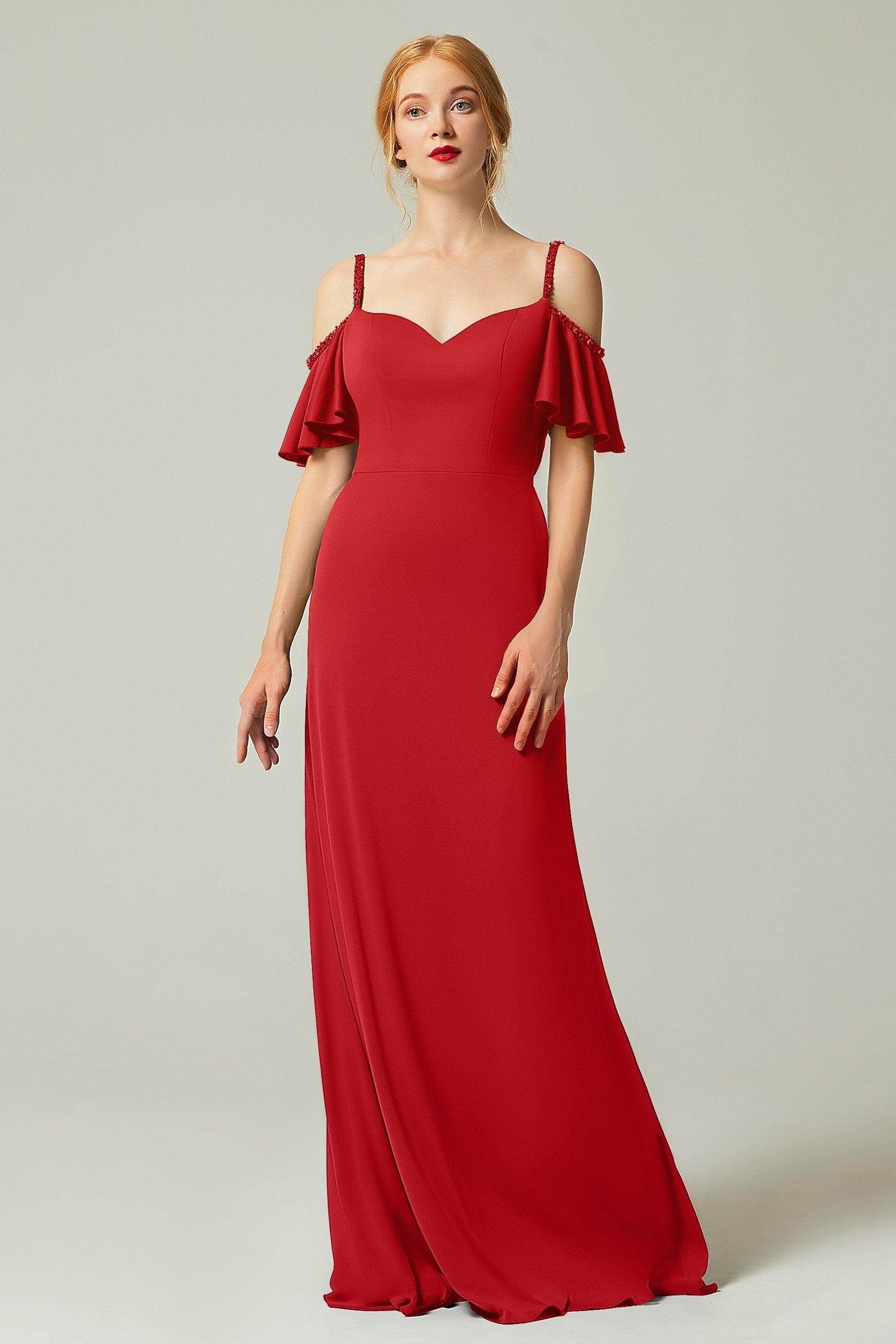 Sheath-Column Sweep Train Chiffon Bridesmaid Dress Formal Dresses CB0359