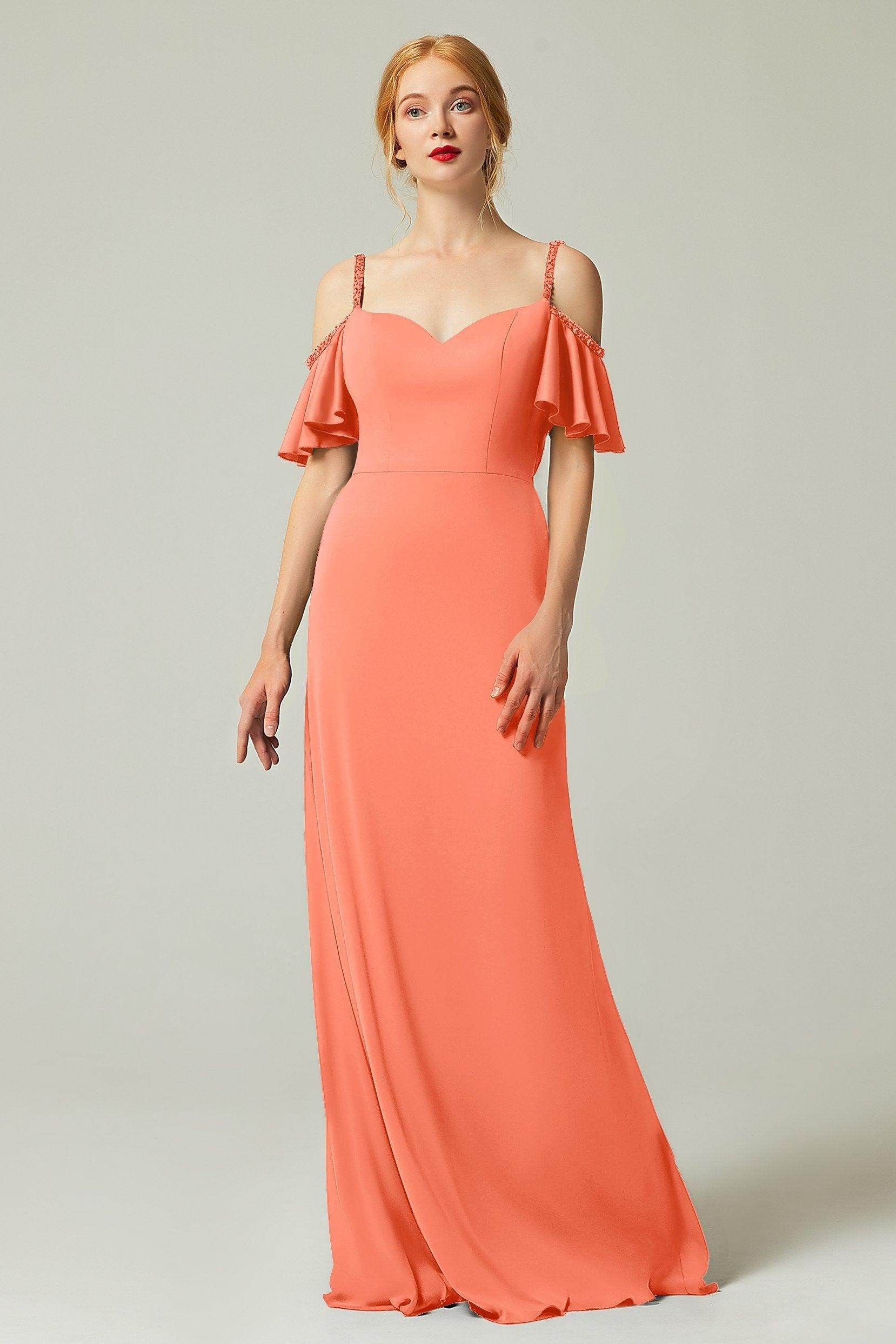 Sheath-Column Sweep Train Chiffon Bridesmaid Dress Formal Dresses CB0359