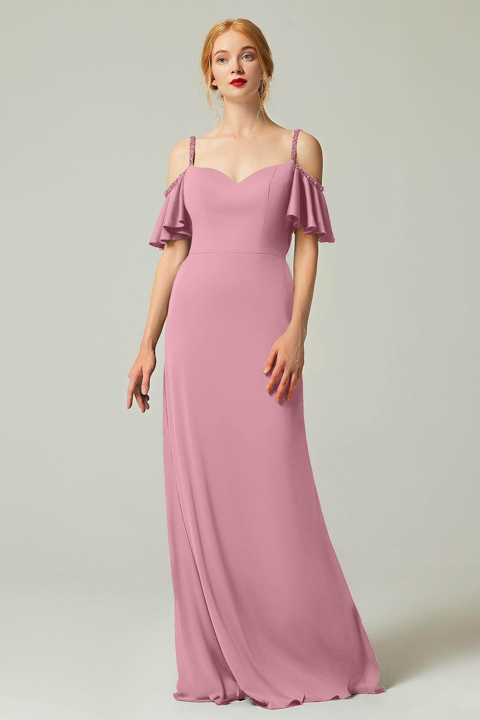 Sheath-Column Sweep Train Chiffon Bridesmaid Dress Formal Dresses CB0359