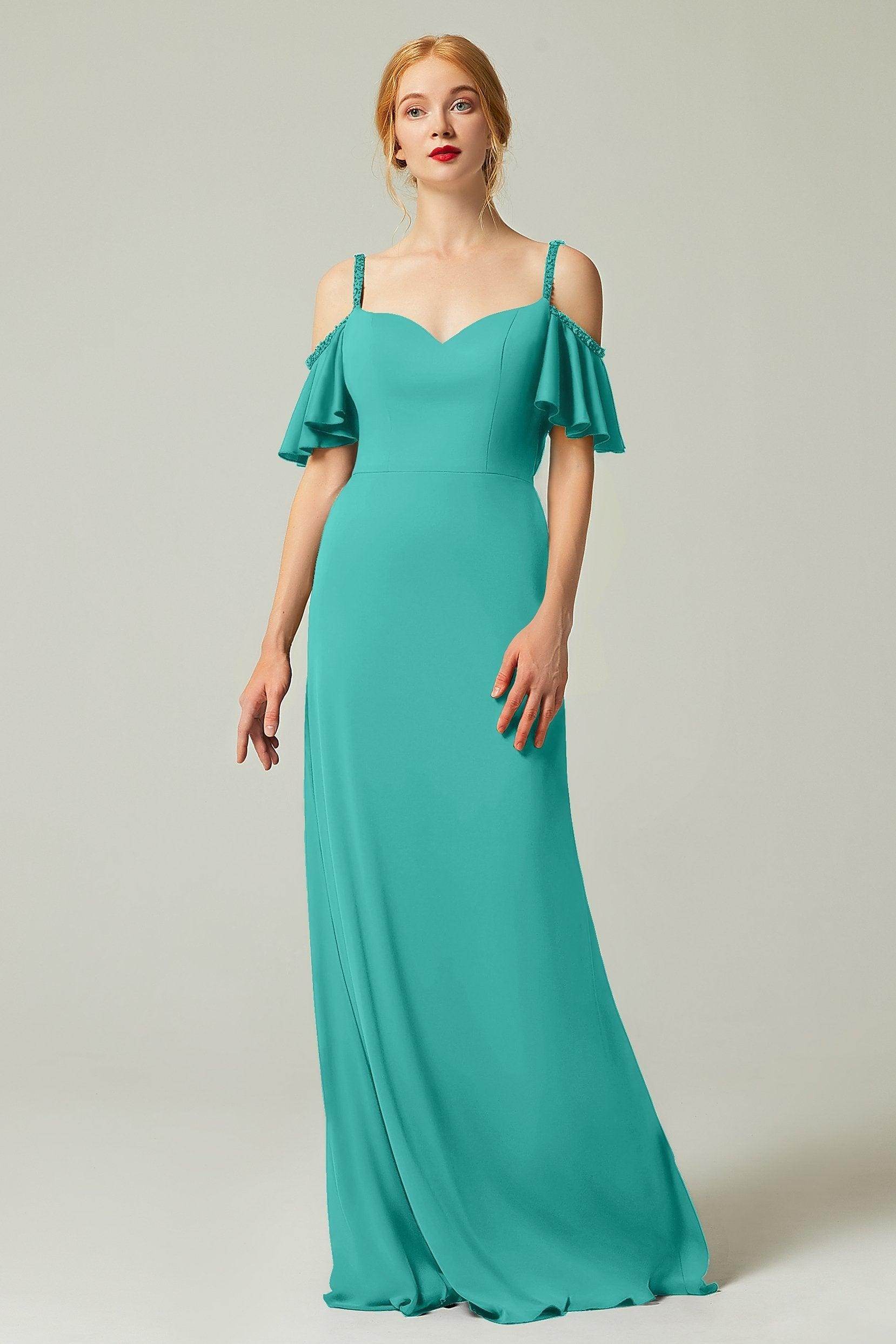 Sheath-Column Sweep Train Chiffon Bridesmaid Dress Formal Dresses CB0359