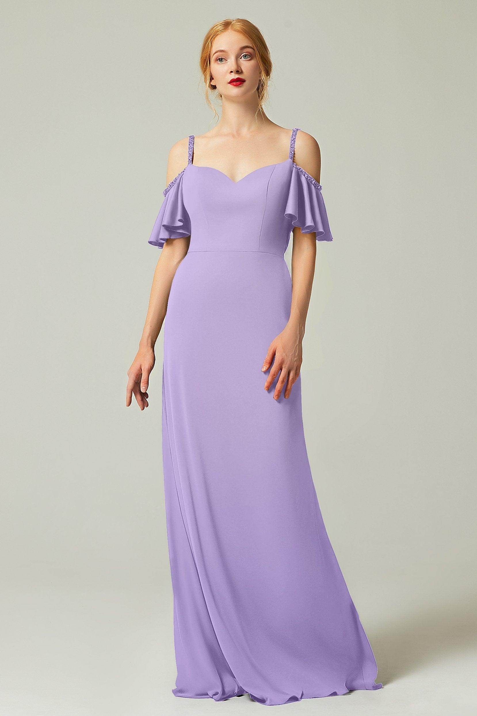 Sheath-Column Sweep Train Chiffon Bridesmaid Dress Formal Dresses CB0359