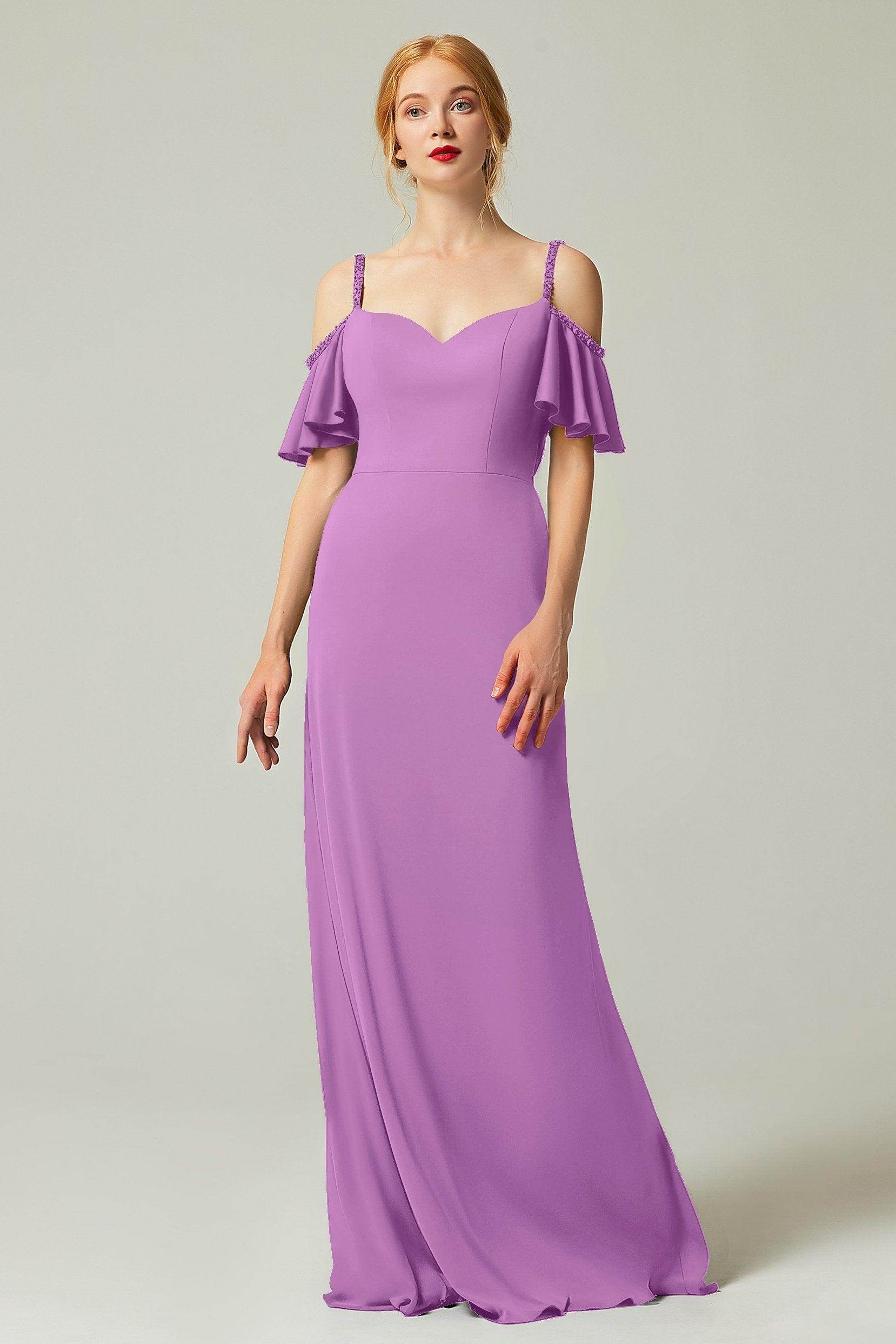 Sheath-Column Sweep Train Chiffon Bridesmaid Dress Formal Dresses CB0359