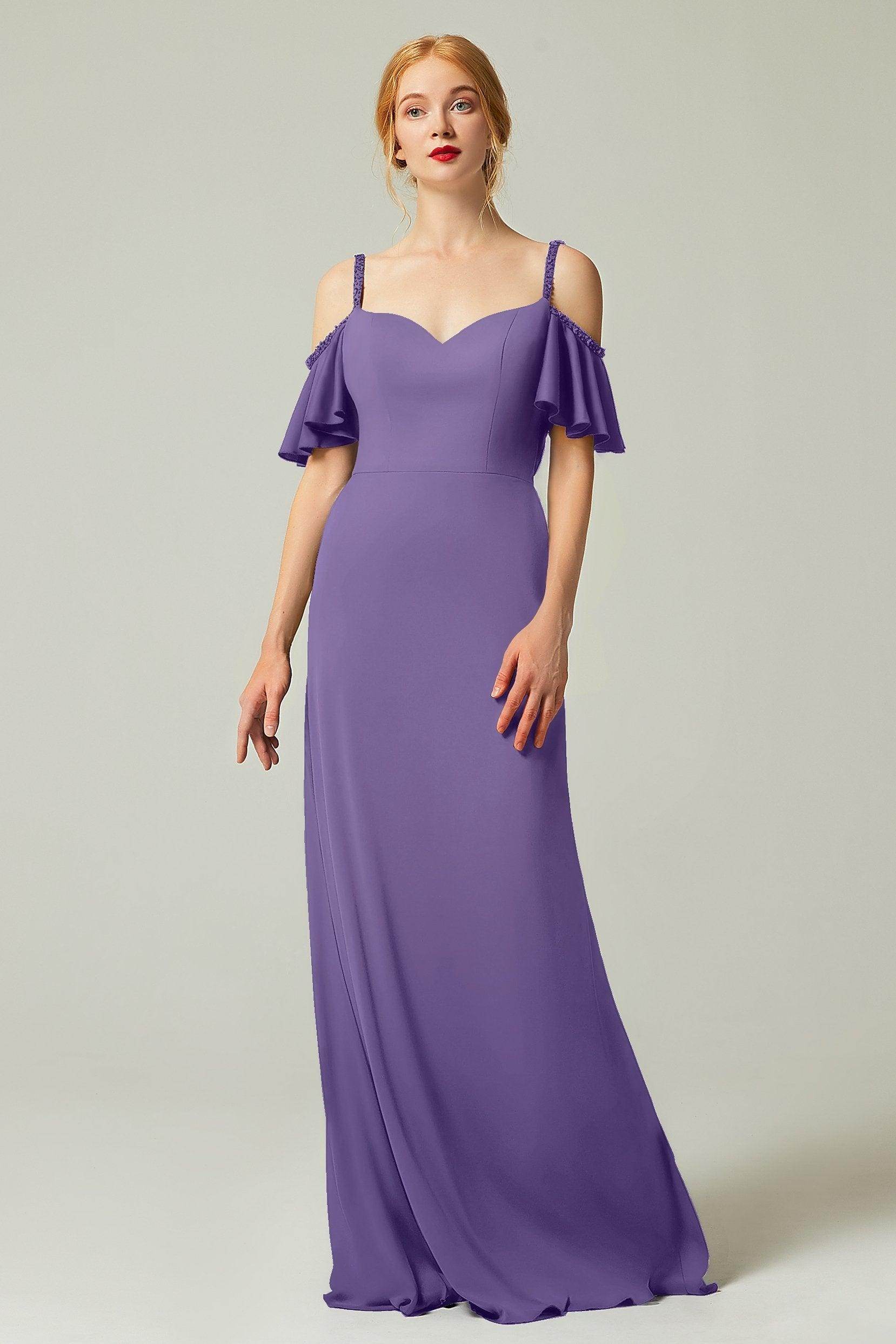 Sheath-Column Sweep Train Chiffon Bridesmaid Dress Formal Dresses CB0359