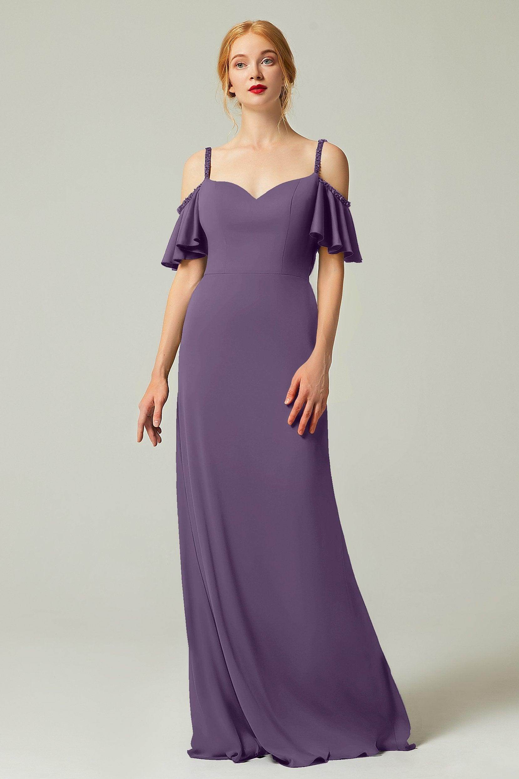 Sheath-Column Sweep Train Chiffon Bridesmaid Dress Formal Dresses CB0359
