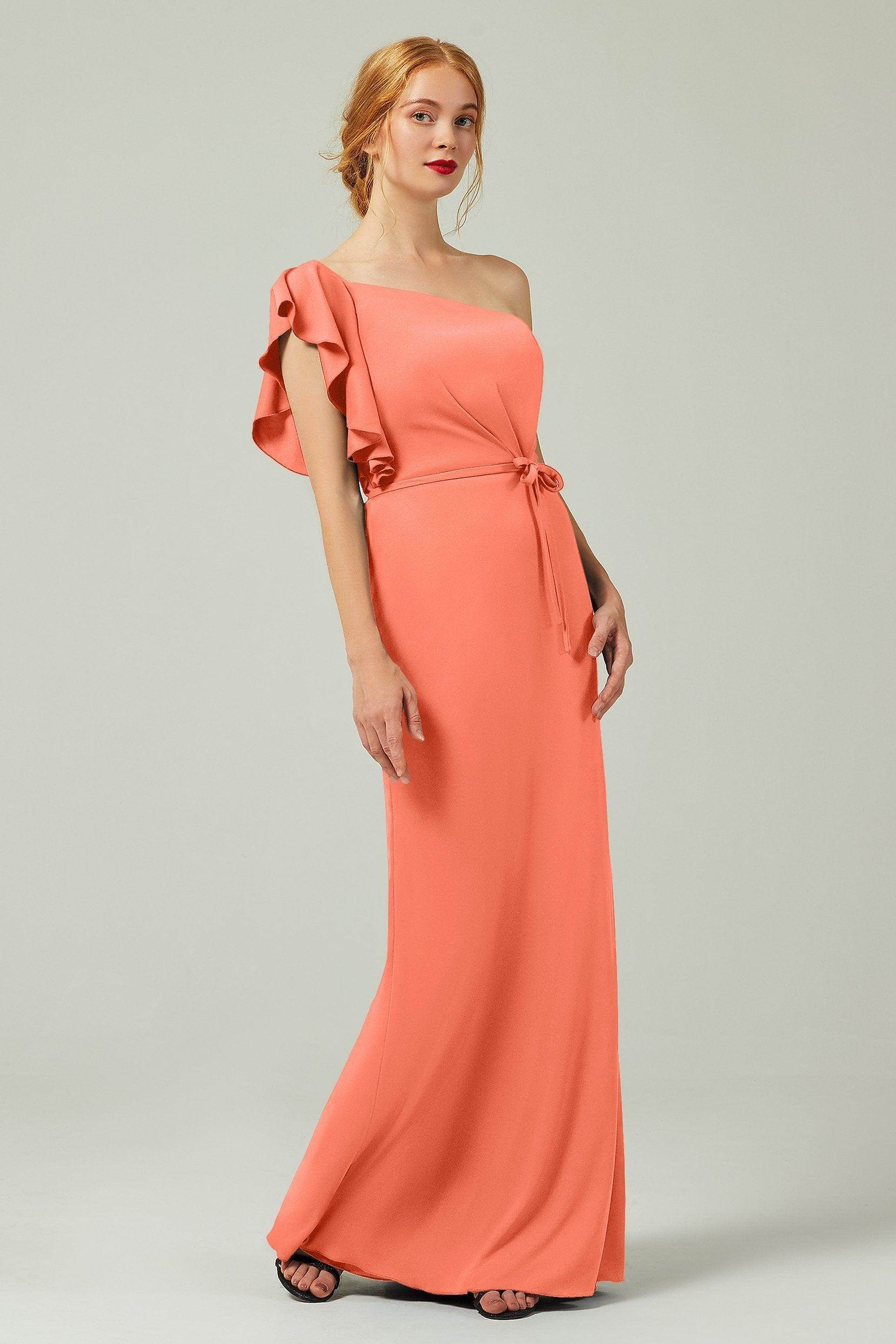 Sheath-Column Floor Length Chiffon Bridesmaid Dress Formal Dresses CB0361