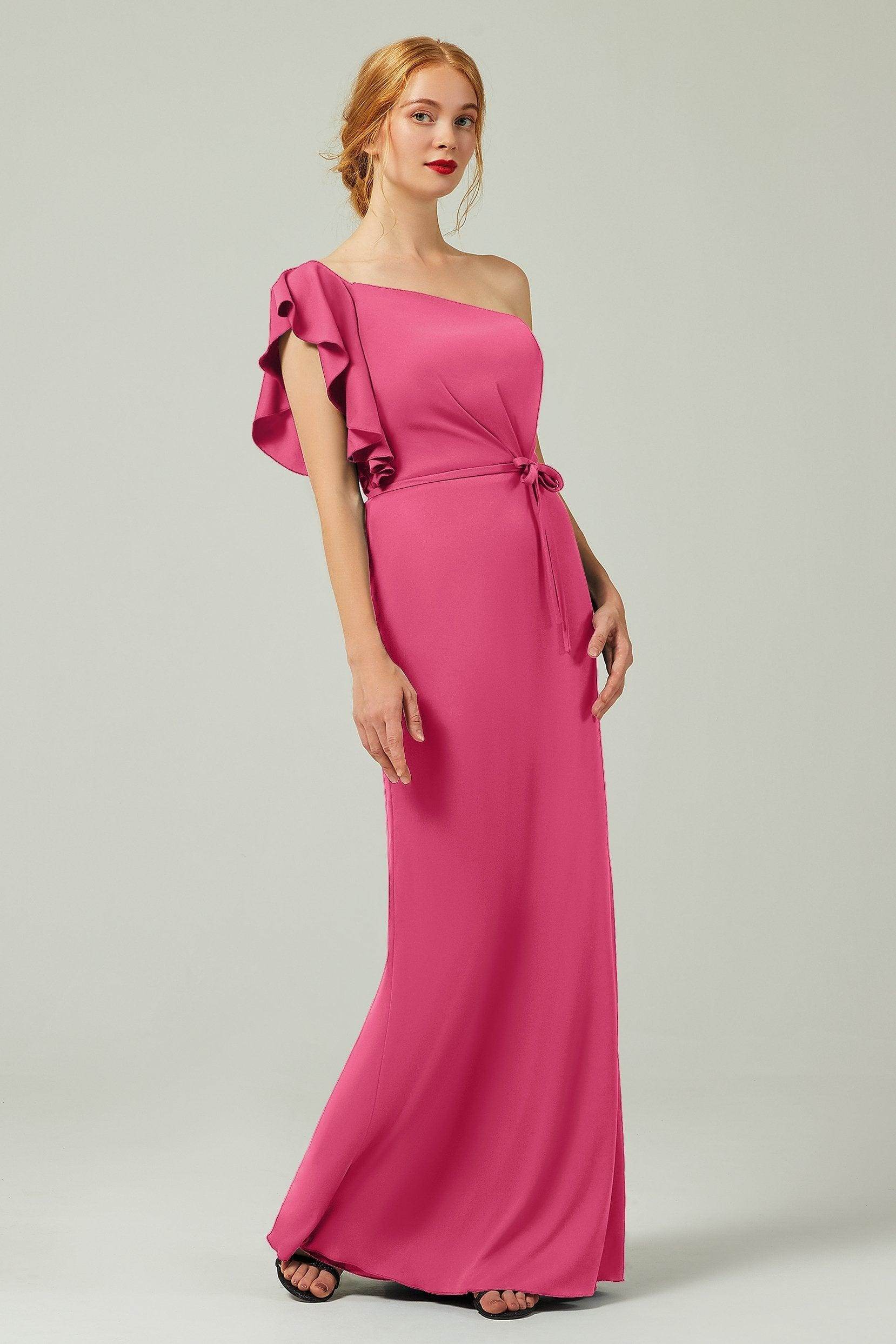 Sheath-Column Floor Length Chiffon Bridesmaid Dress Formal Dresses CB0361
