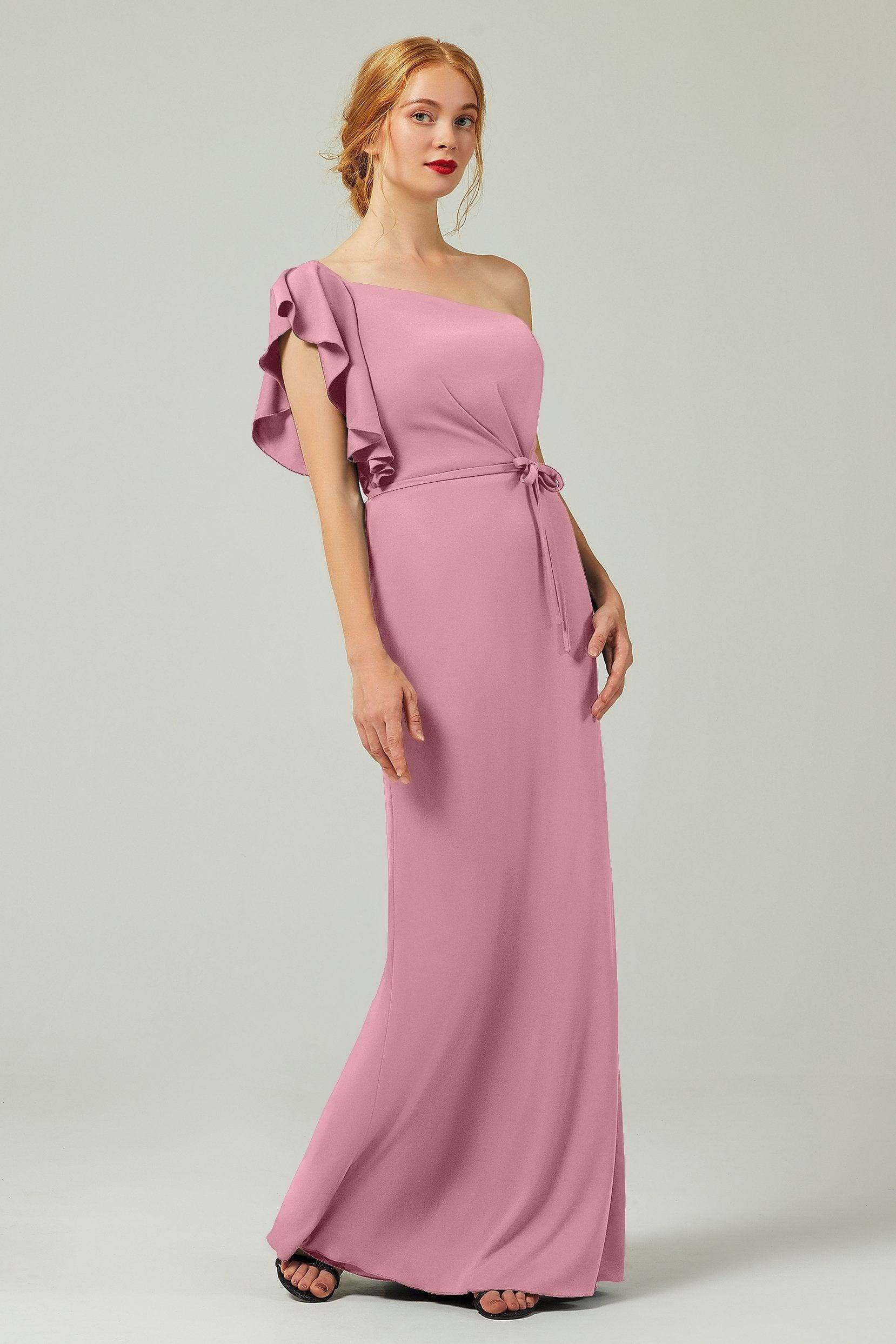 Sheath-Column Floor Length Chiffon Bridesmaid Dress Formal Dresses CB0361