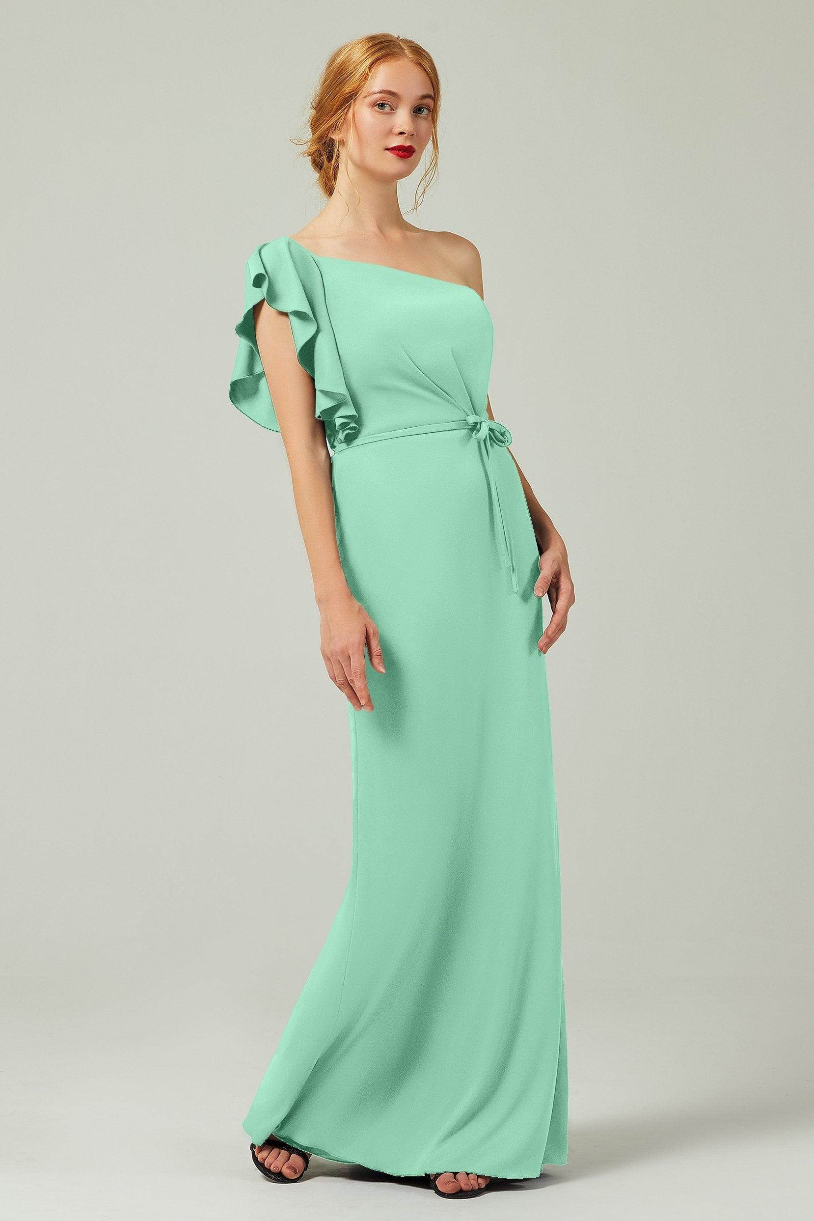 Sheath-Column Floor Length Chiffon Bridesmaid Dress Formal Dresses CB0361
