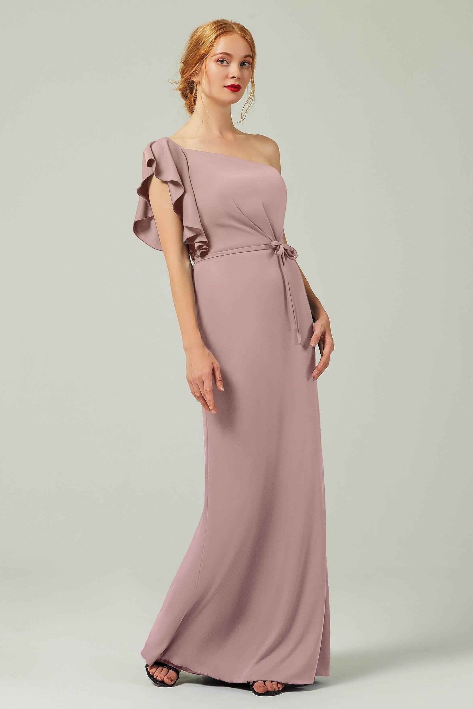 Sheath-Column Floor Length Chiffon Bridesmaid Dress Formal Dresses CB0361