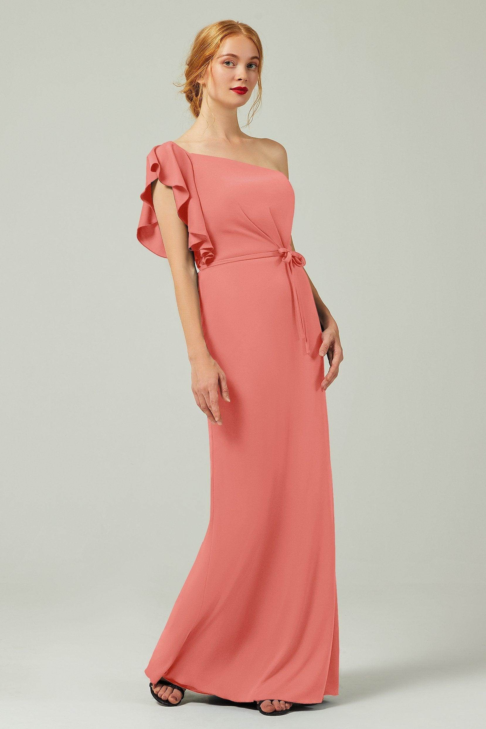 Sheath-Column Floor Length Chiffon Bridesmaid Dress Formal Dresses CB0361