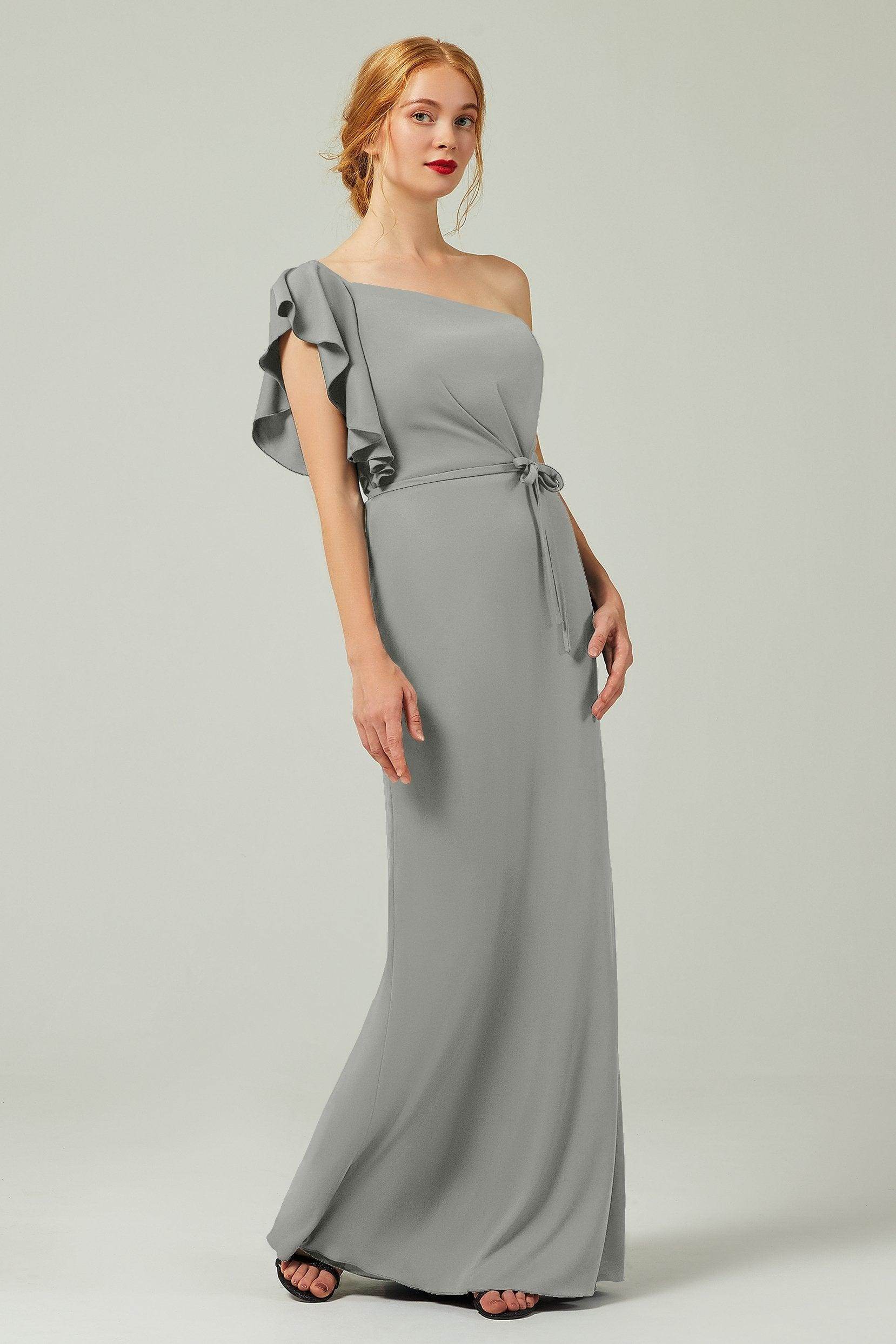 Sheath-Column Floor Length Chiffon Bridesmaid Dress Formal Dresses CB0361