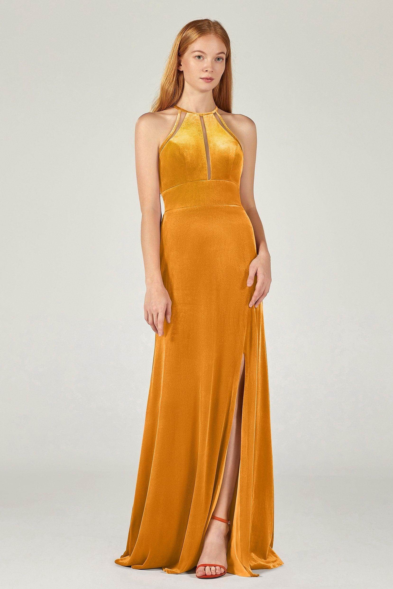 A-Line Floor Length Velvet Bridesmaid Dress Formal Dresses CB0362