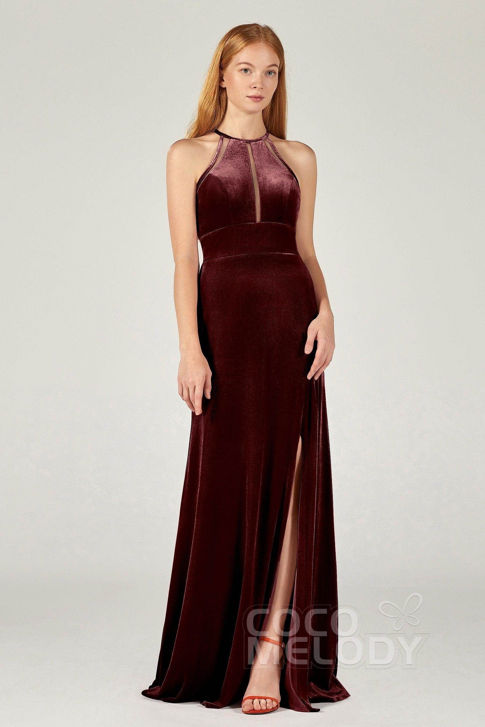 A-Line Floor Length Velvet Bridesmaid Dress Formal Dresses CB0362