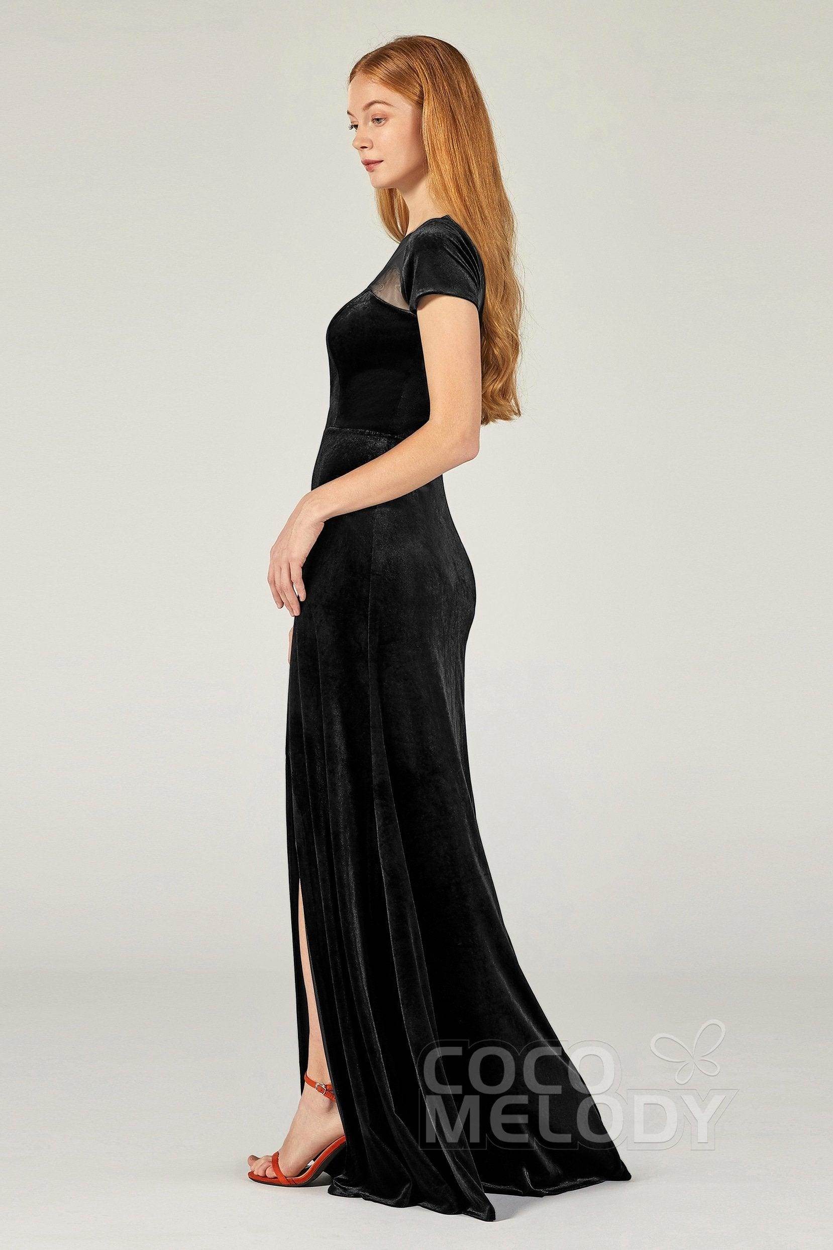 A-Line Floor Length Velvet Bridesmaid Dress Formal Dresses CB0363