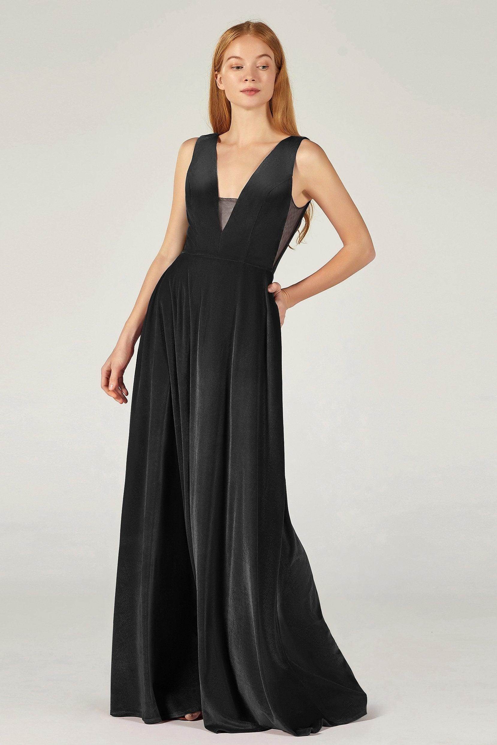 A-Line Floor Length Velvet Bridesmaid Dress CB0364