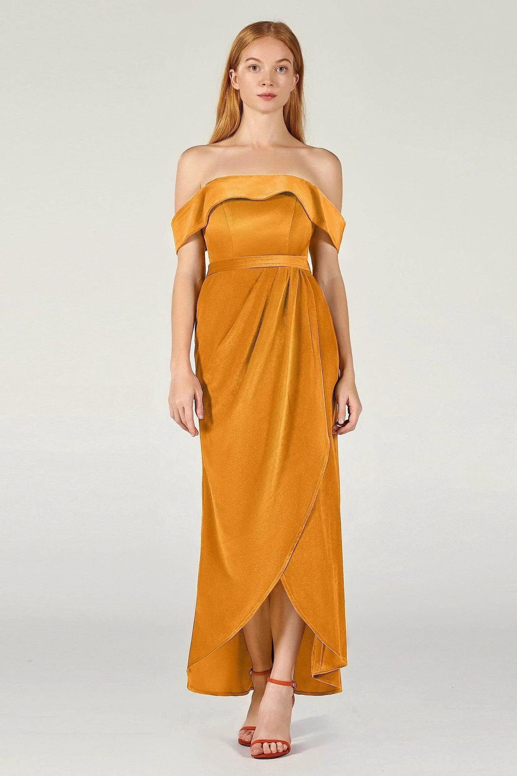 Sheath-Column Ankle Length Velvet Bridesmaid Dress CB0365