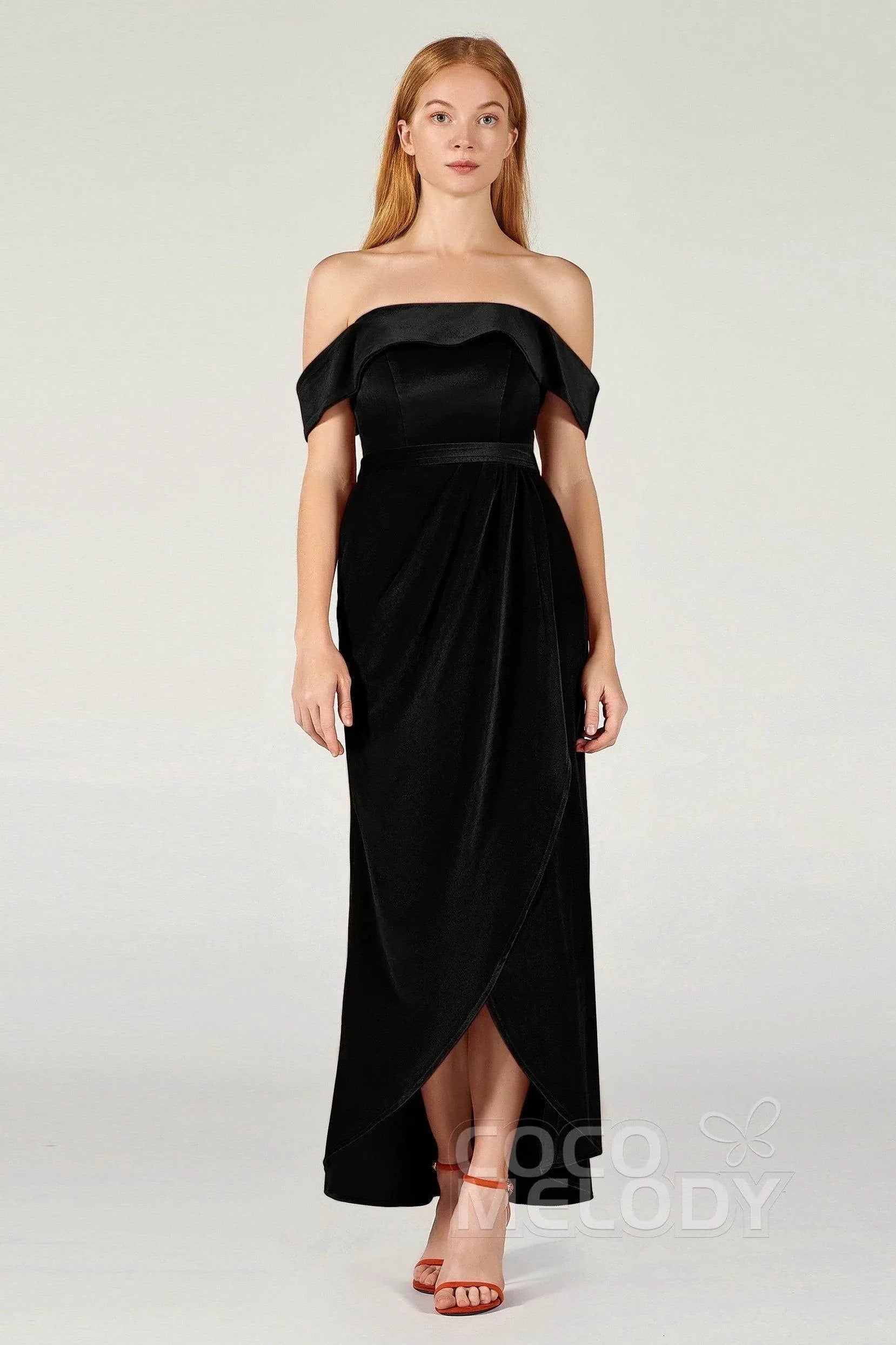 Sheath-Column Ankle Length Velvet Bridesmaid Dress CB0365