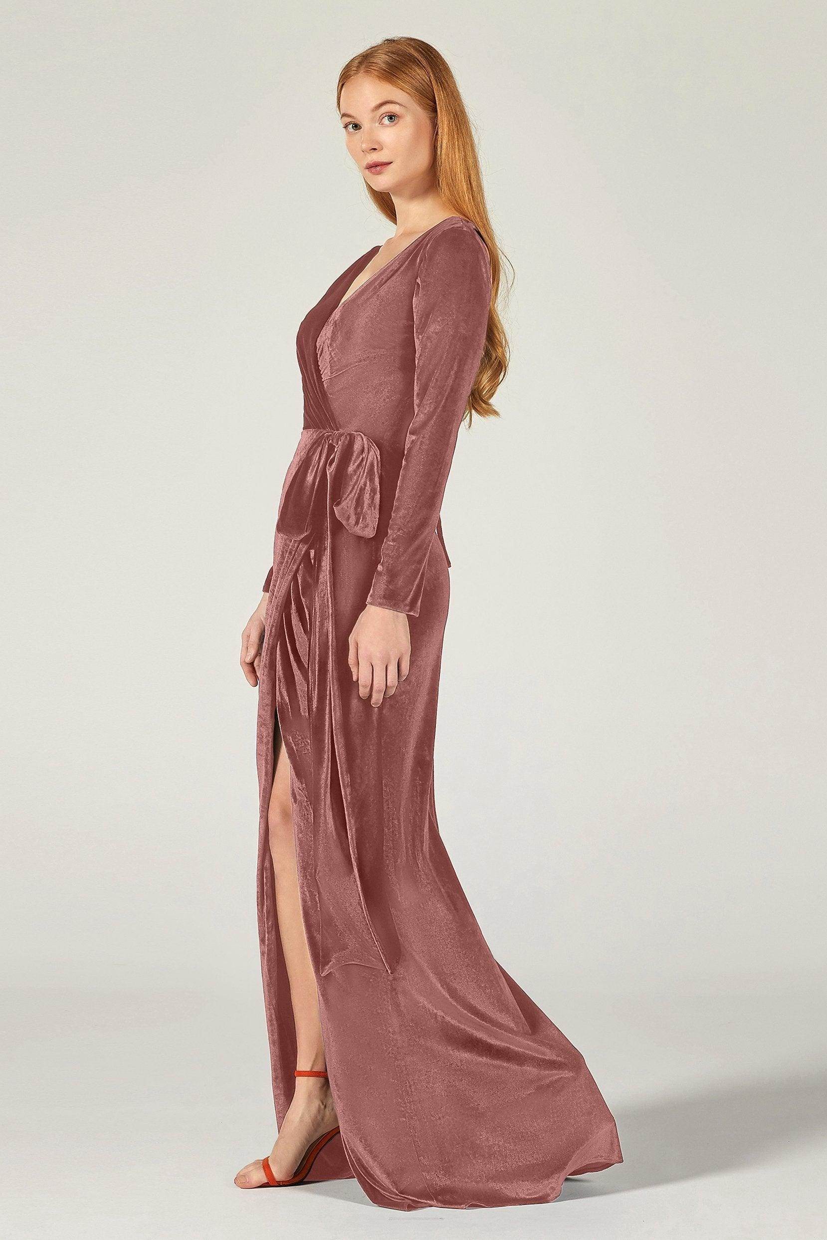 Sheath-Column Floor Length Velvet Bridesmaid Dress CB0366