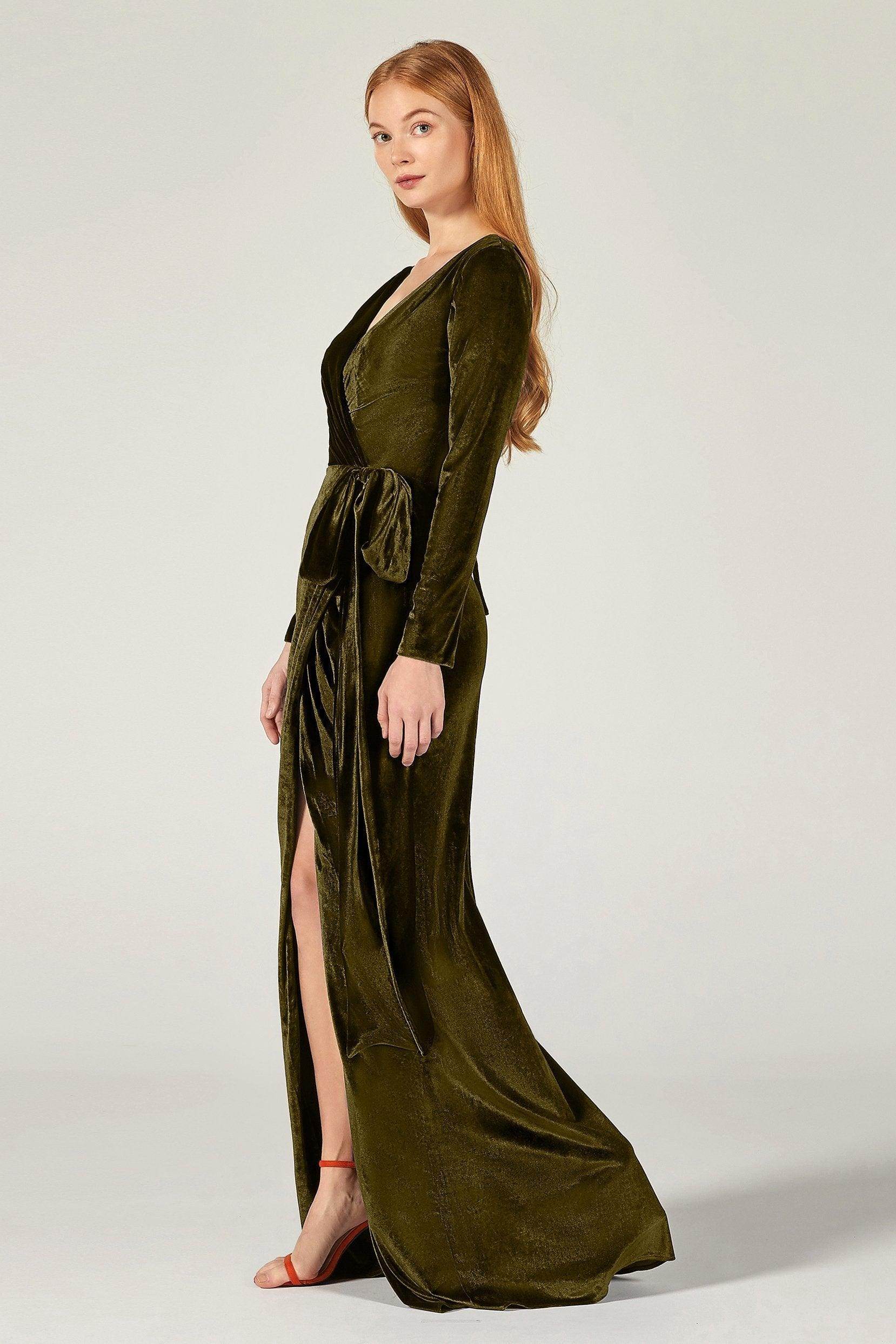 Sheath-Column Floor Length Velvet Bridesmaid Dress CB0366