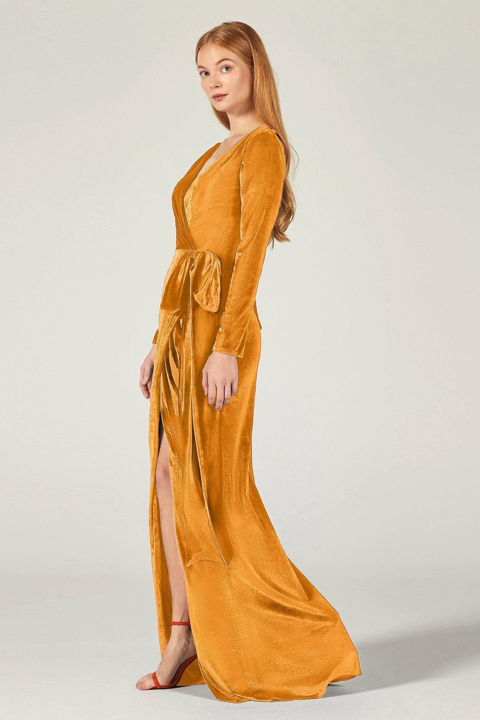 Sheath-Column Floor Length Velvet Bridesmaid Dress CB0366