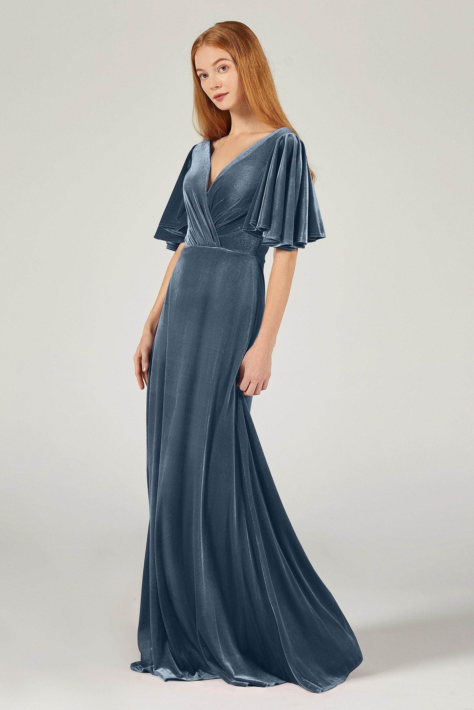 A-Line Floor Length Velvet Bridesmaid Dress Formal Dresses CB0367PS