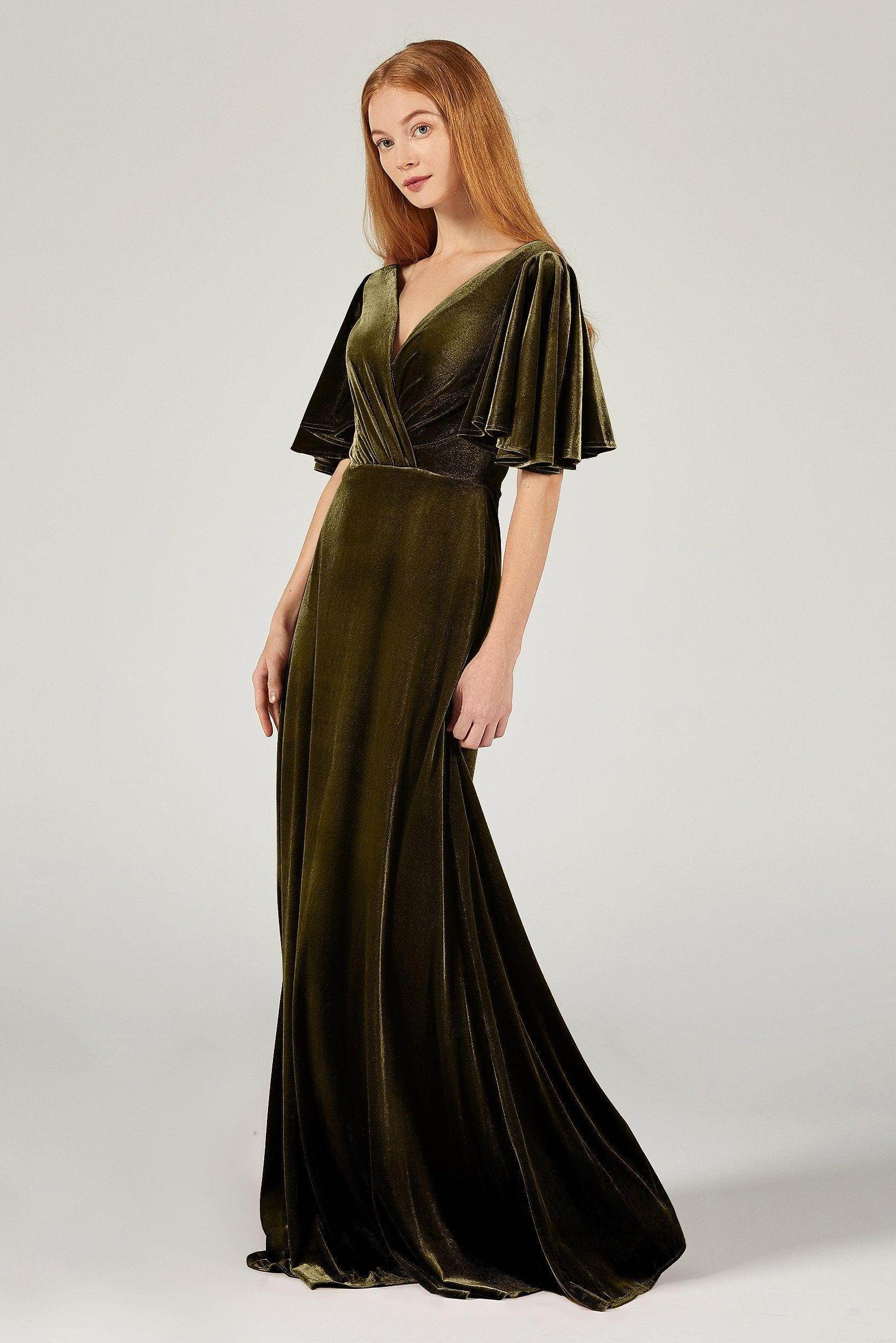 A-Line Floor Length Velvet Bridesmaid Dress Formal Dresses CB0367PS