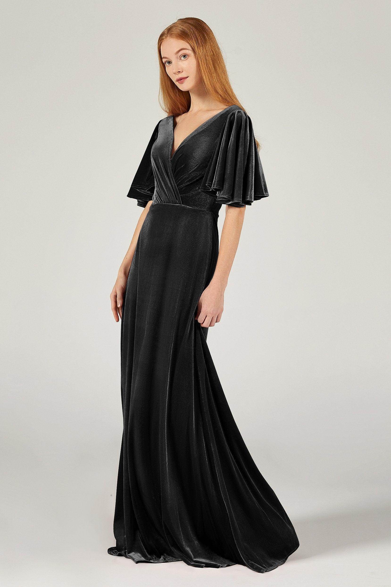 A-Line Floor Length Velvet Bridesmaid Dress Formal Dresses CB0367PS