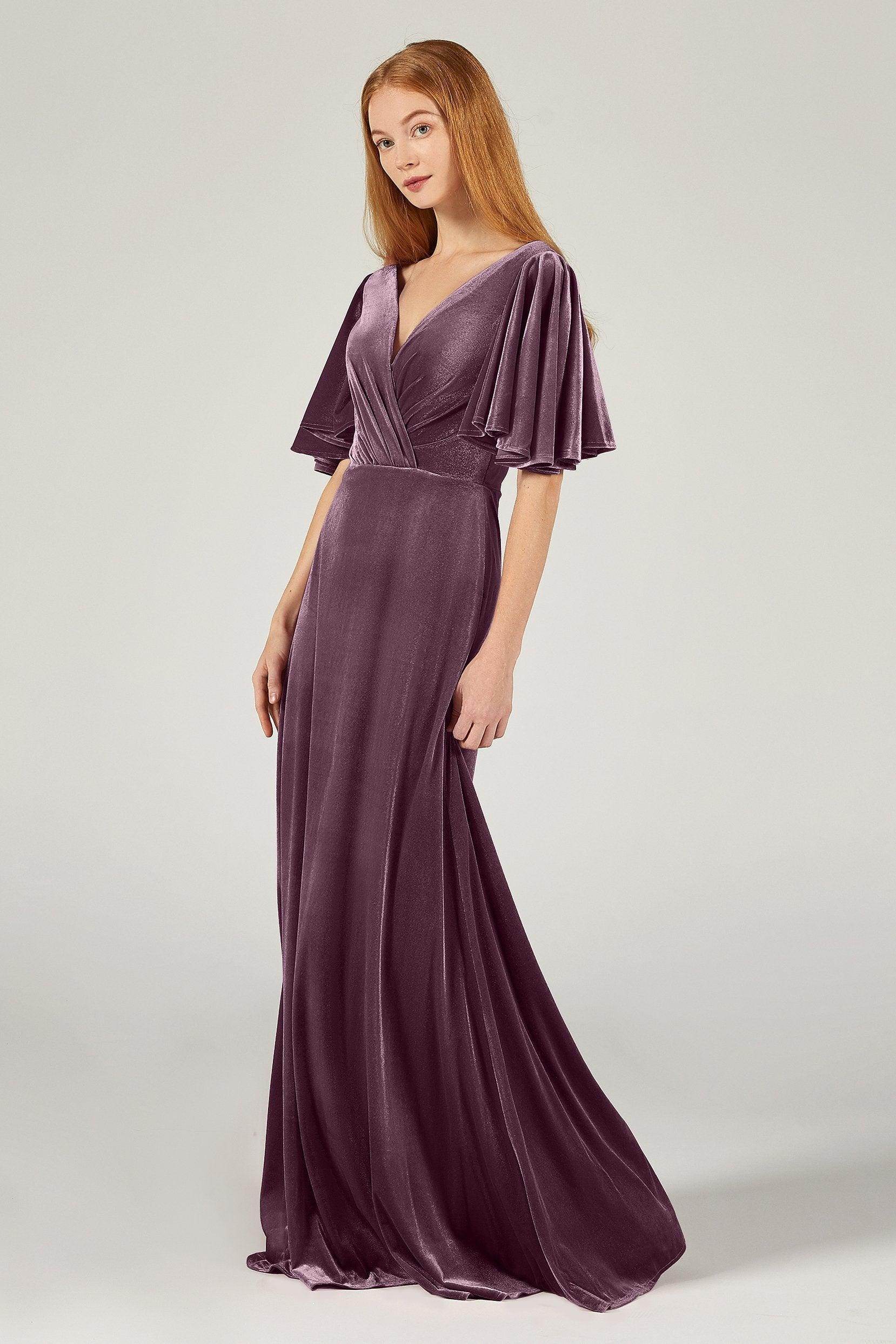 A-Line Floor Length Velvet Bridesmaid Dress Formal Dresses CB0367PS