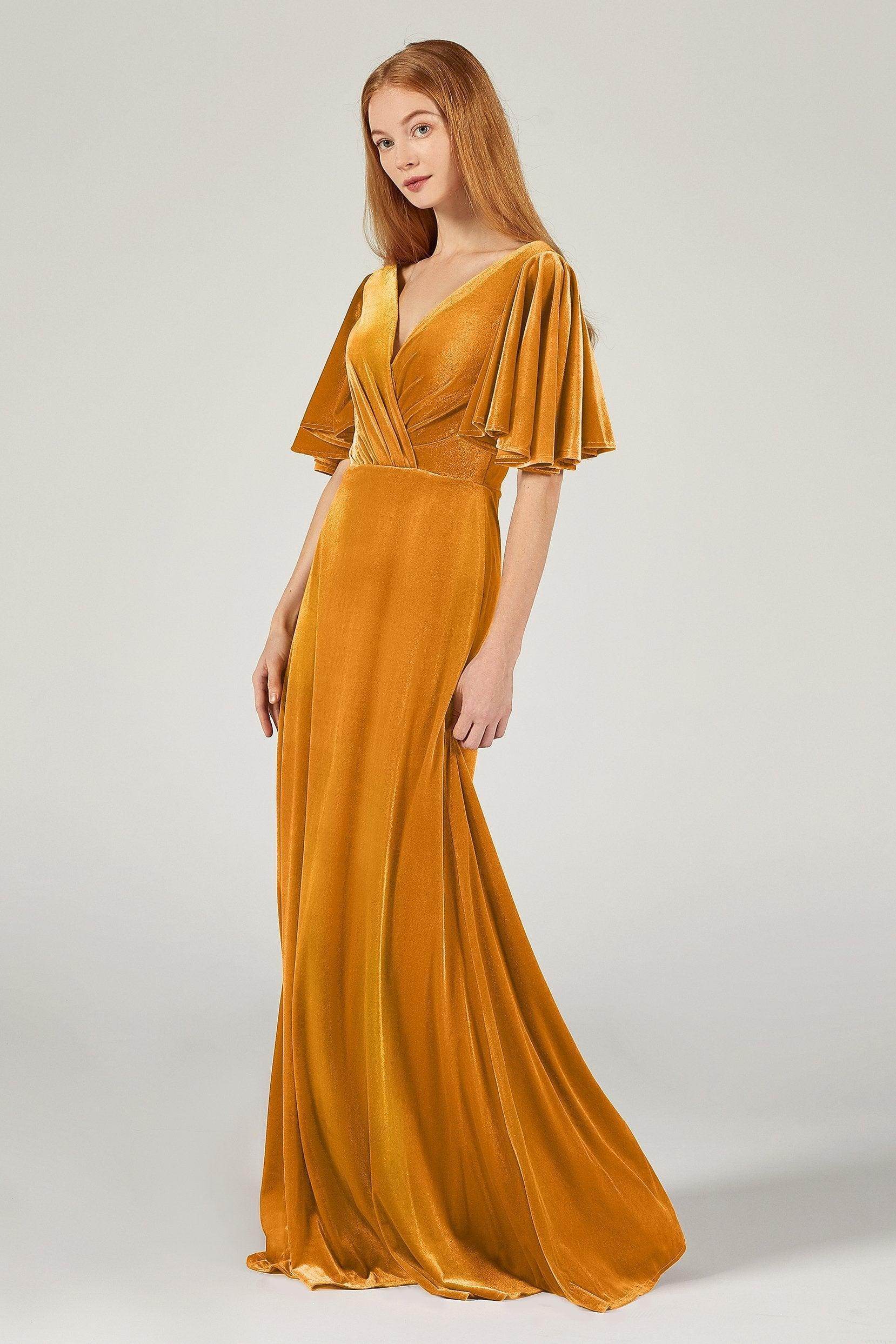 A-Line Floor Length Velvet Bridesmaid Dress Formal Dresses CB0367PS