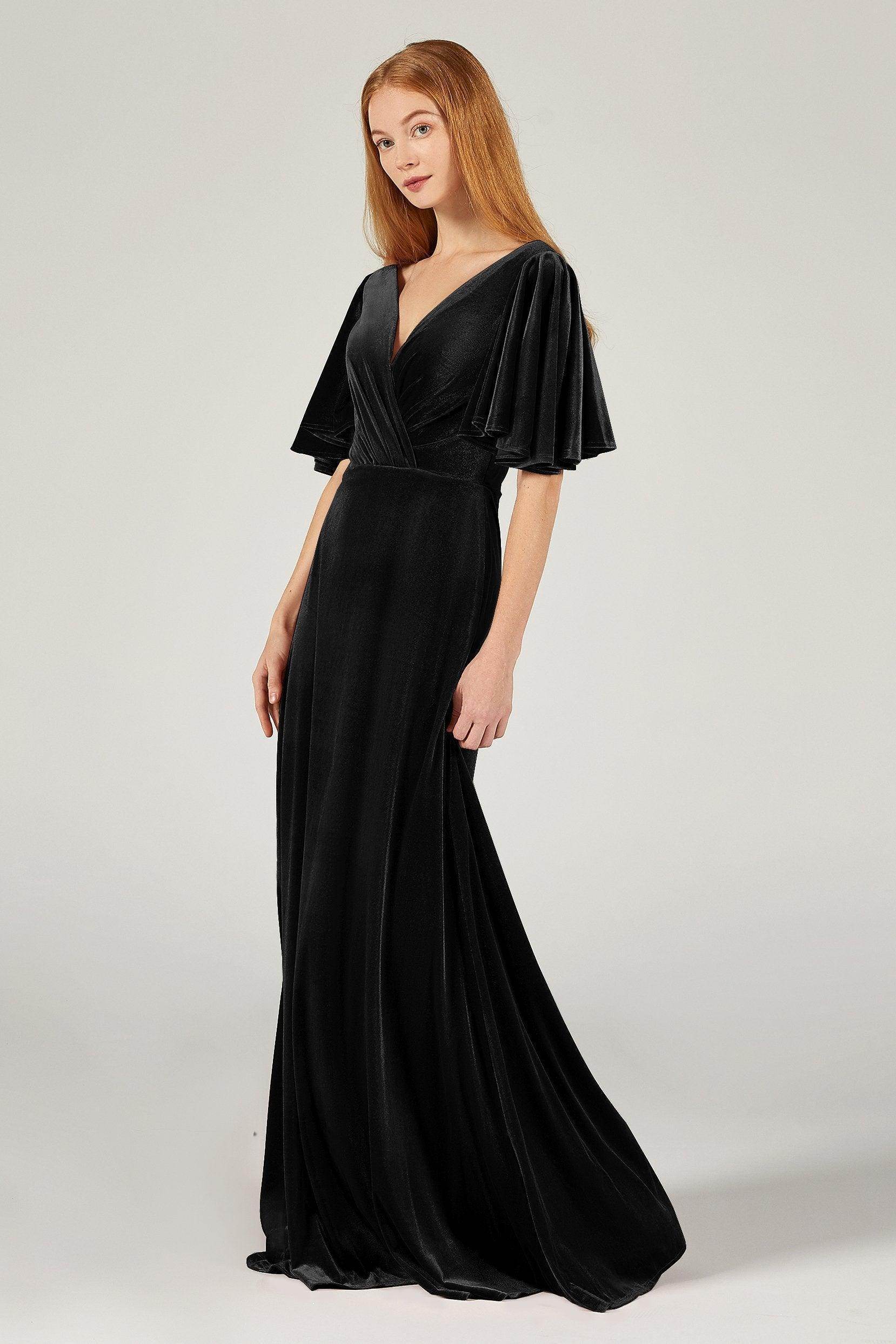 A-Line Floor Length Velvet Bridesmaid Dress Formal Dresses CB0367PS