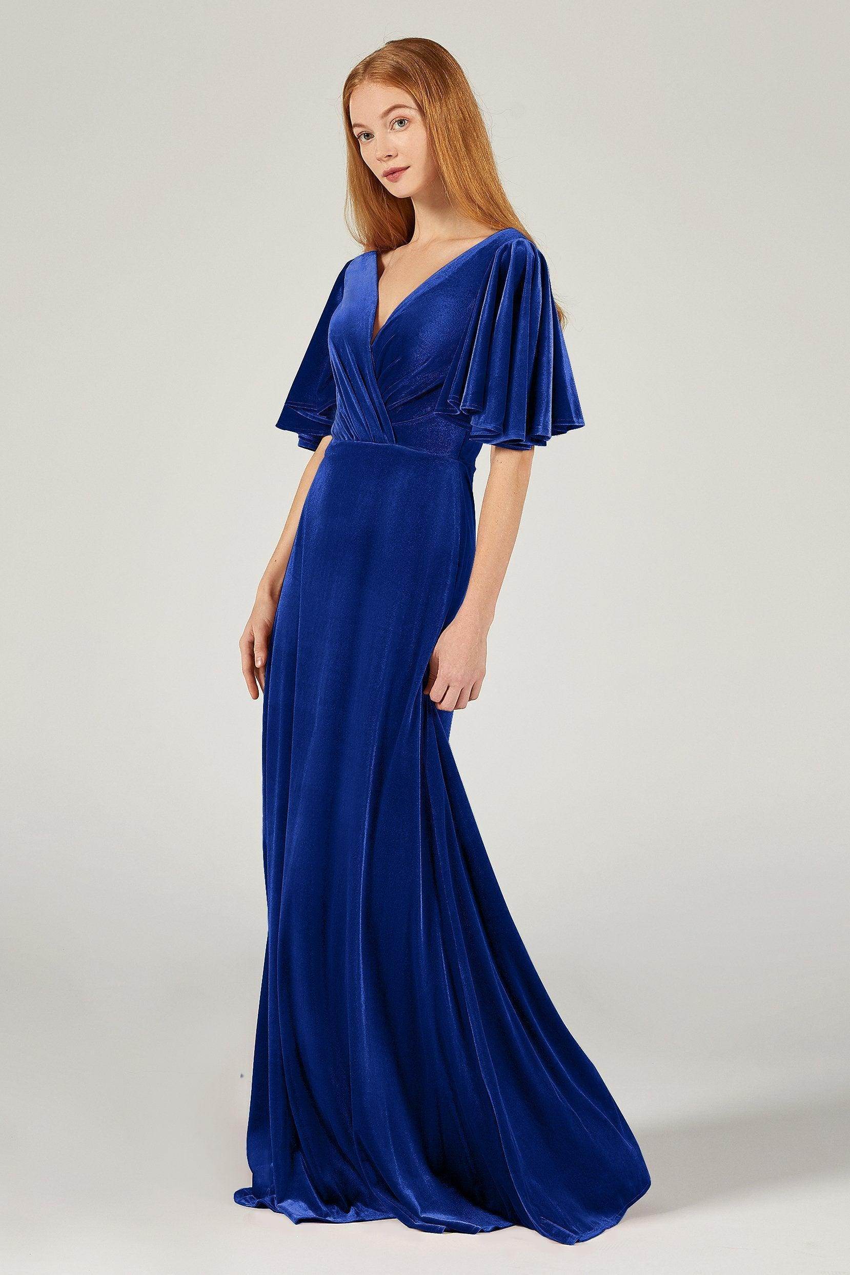 A-Line Floor Length Velvet Bridesmaid Dress Formal Dresses CB0367PS