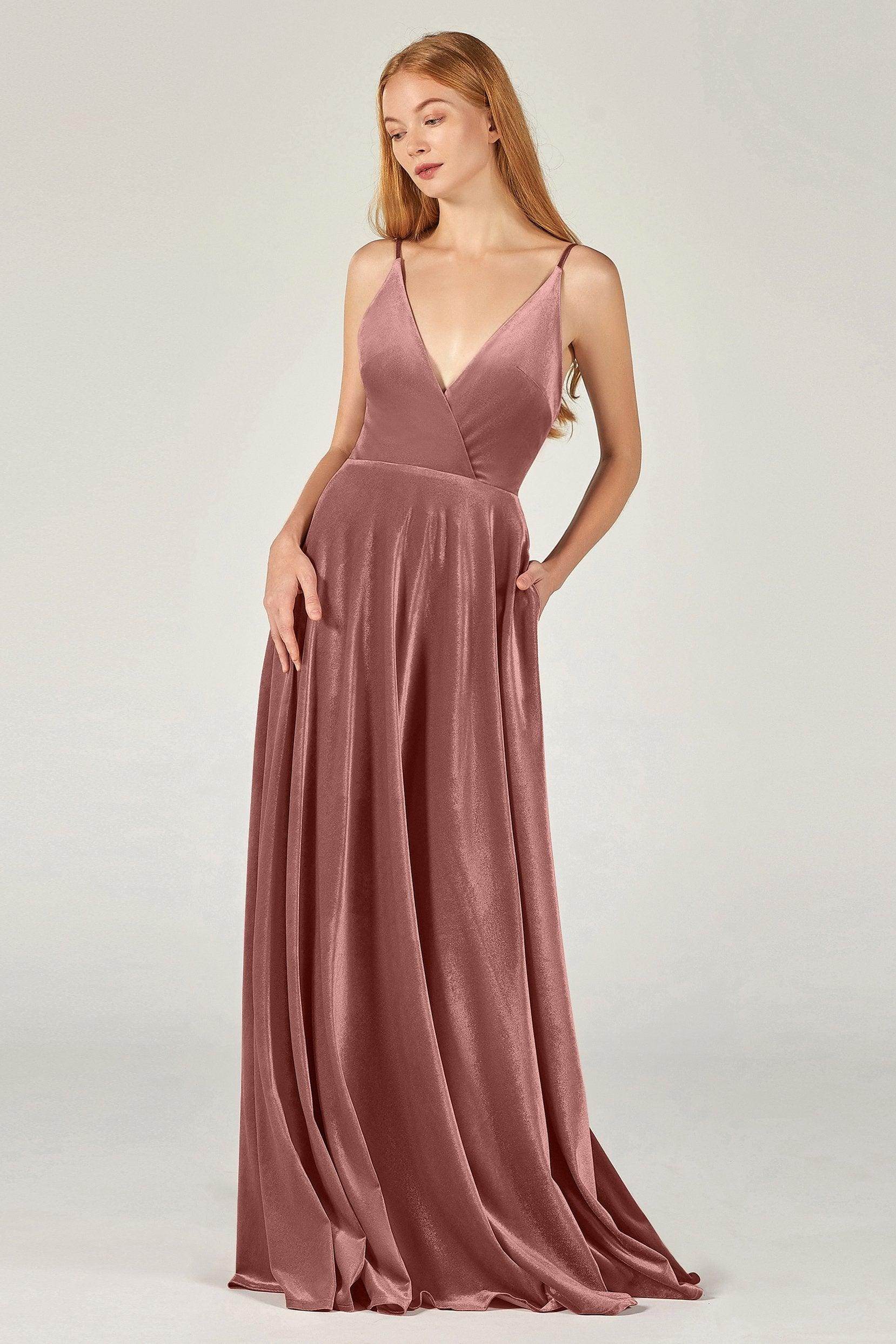 A-Line Floor Length Velvet Bridesmaid Dress Formal Dresses CB0368