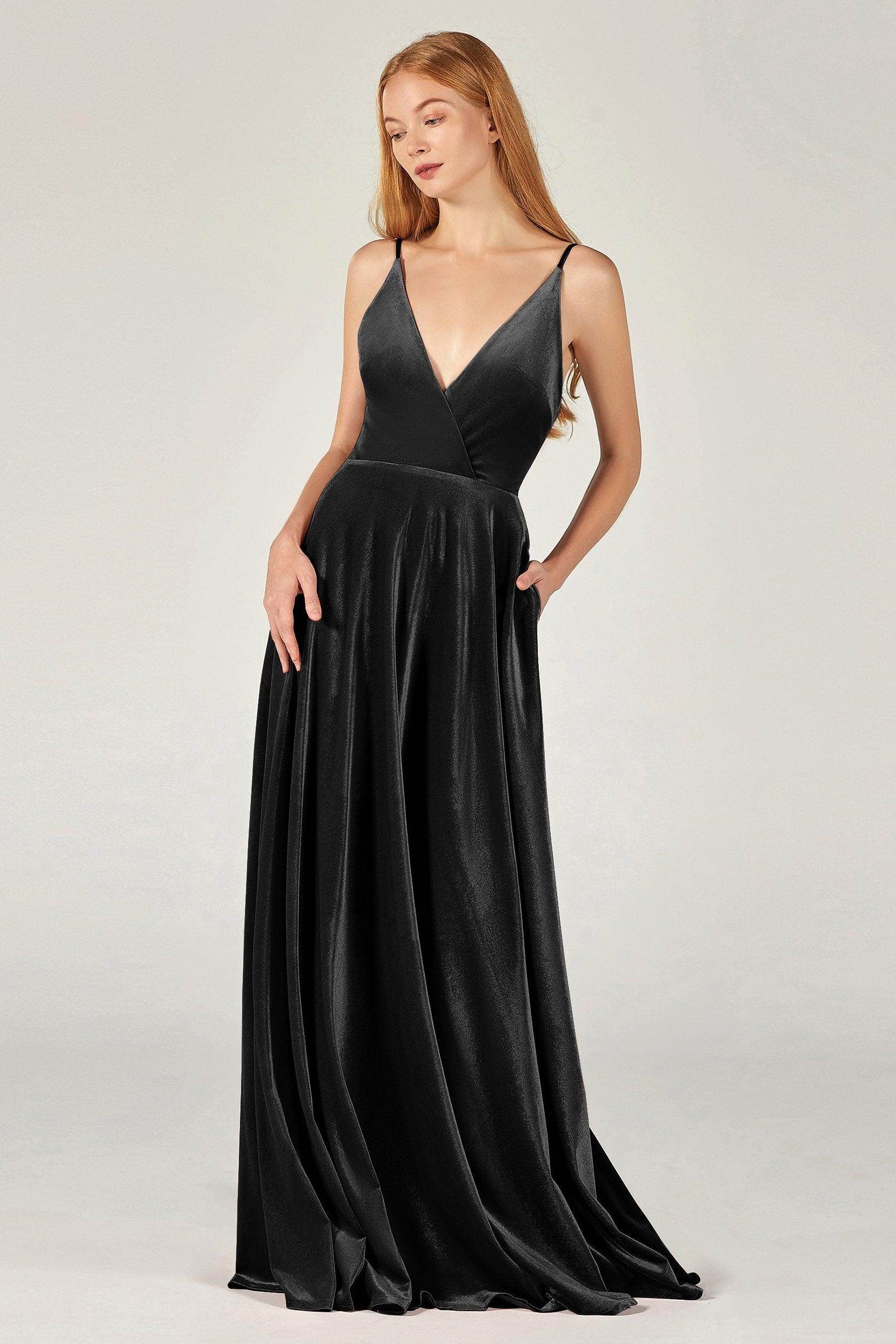A-Line Floor Length Velvet Bridesmaid Dress Formal Dresses CB0368