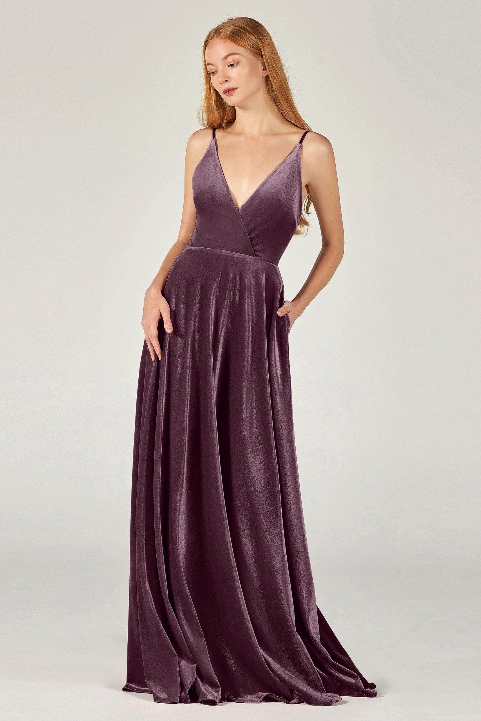 A-Line Floor Length Velvet Bridesmaid Dress Formal Dresses CB0368
