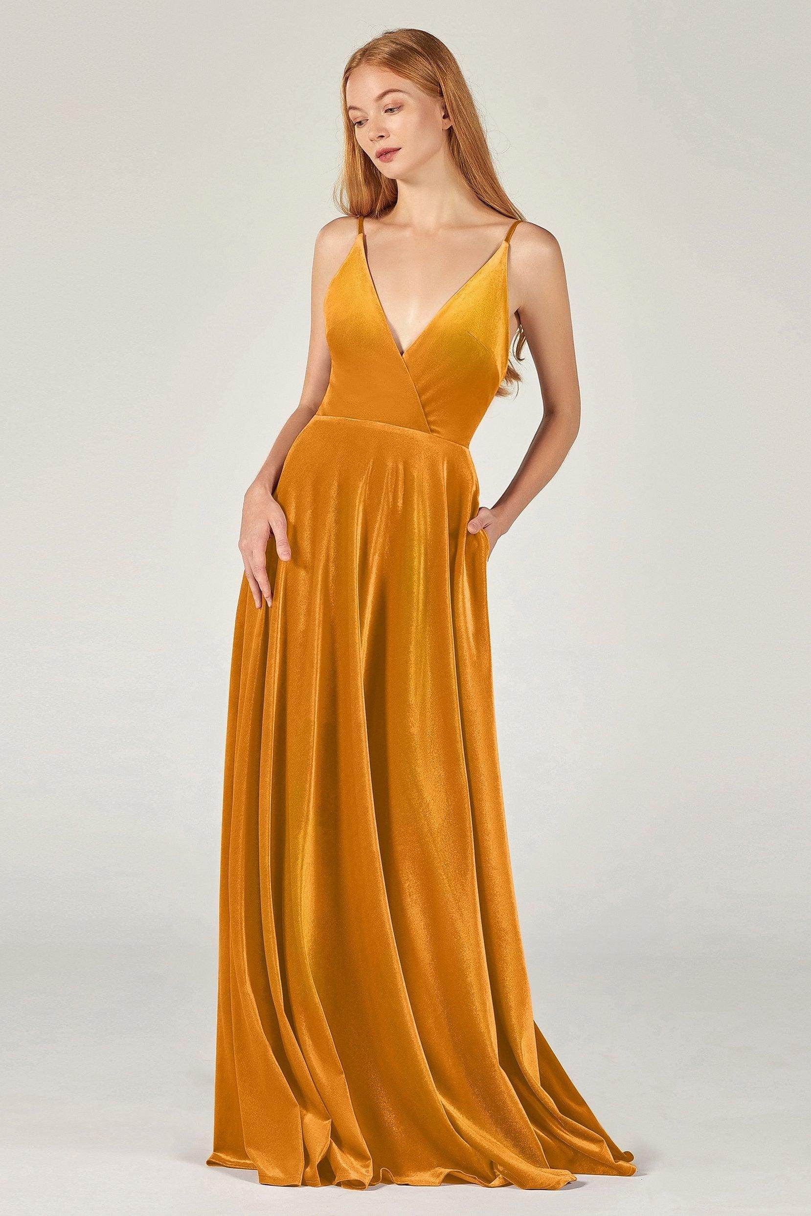 A-Line Floor Length Velvet Bridesmaid Dress Formal Dresses CB0368