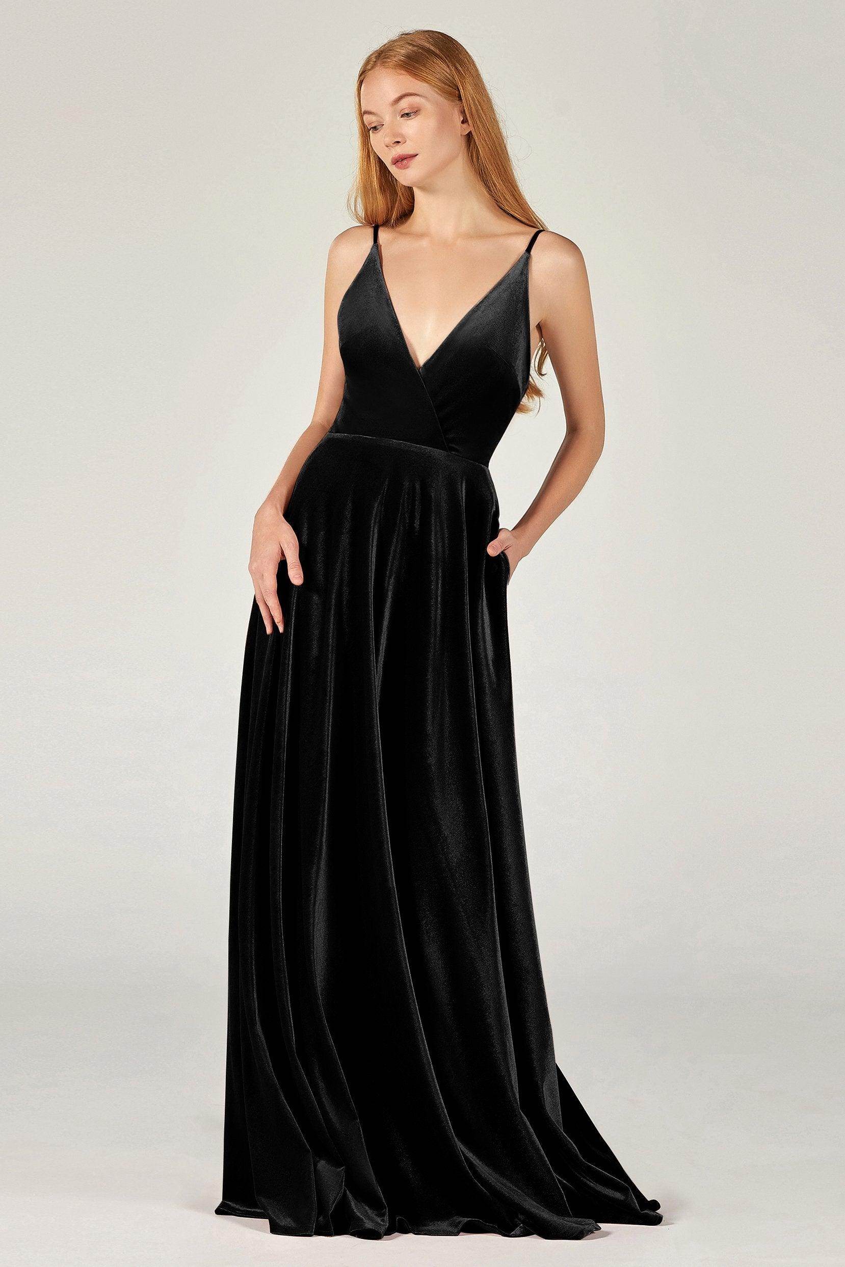 A-Line Floor Length Velvet Bridesmaid Dress Formal Dresses CB0368