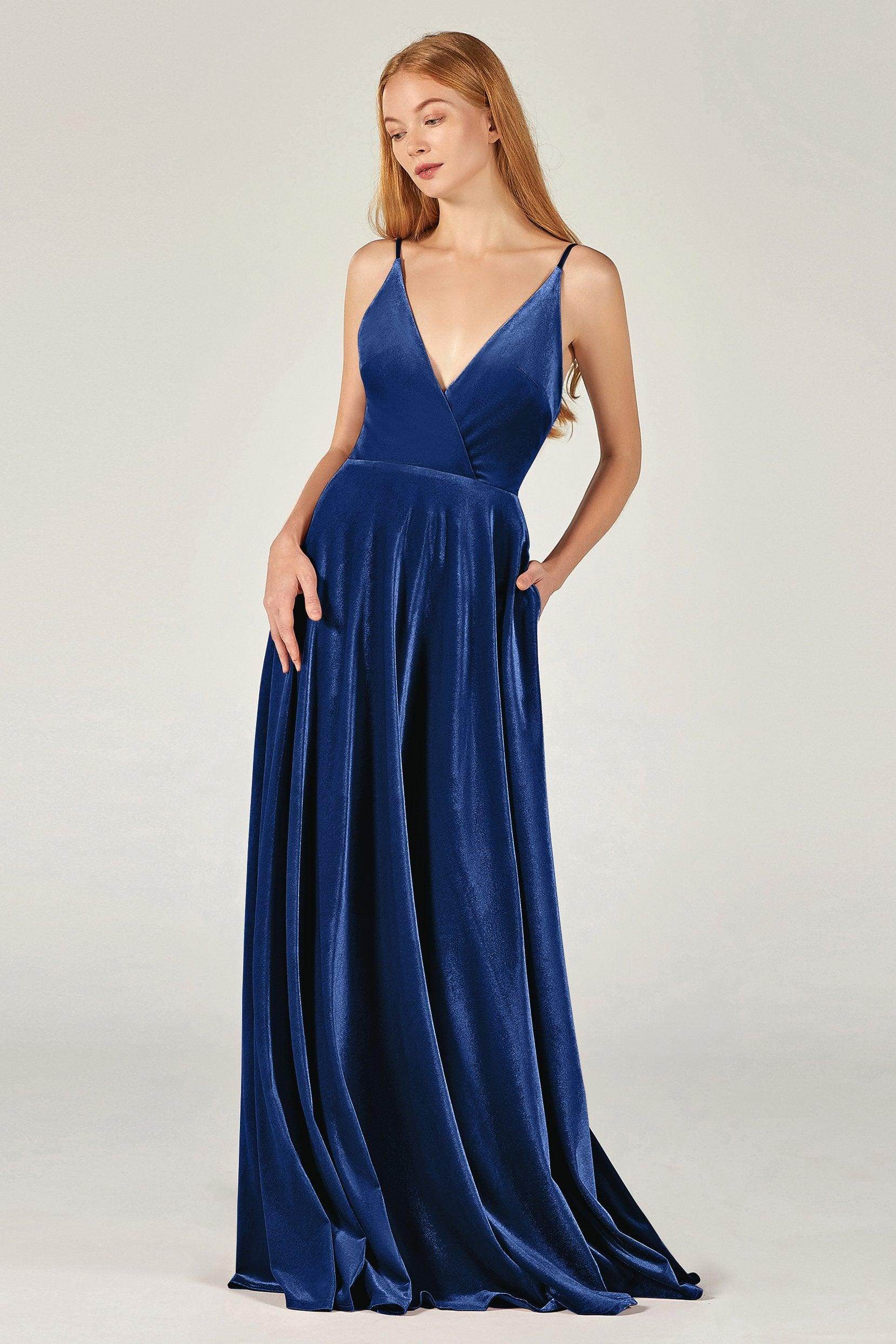 A-Line Floor Length Velvet Bridesmaid Dress Formal Dresses CB0368