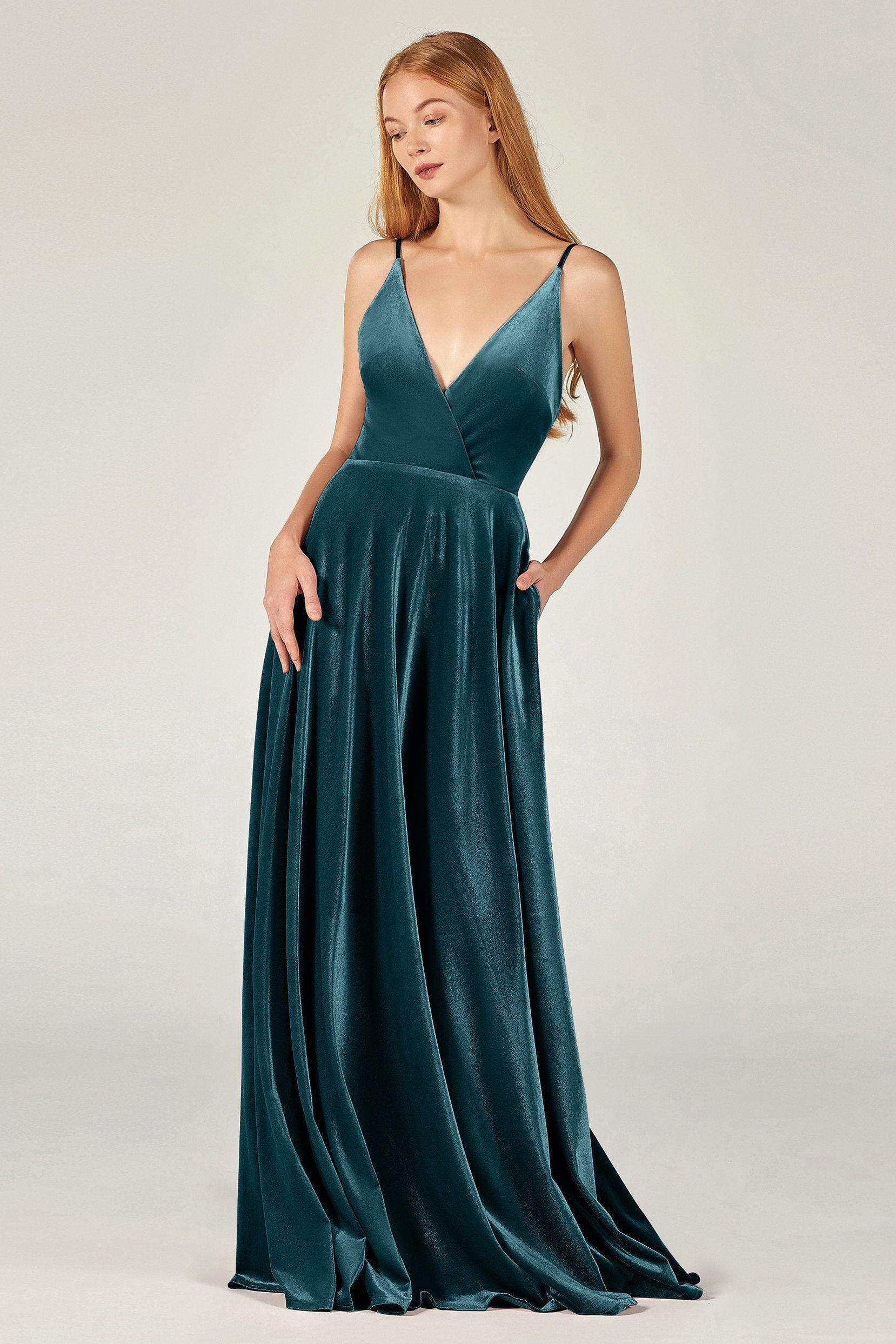 A-Line Floor Length Velvet Bridesmaid Dress Formal Dresses CB0368