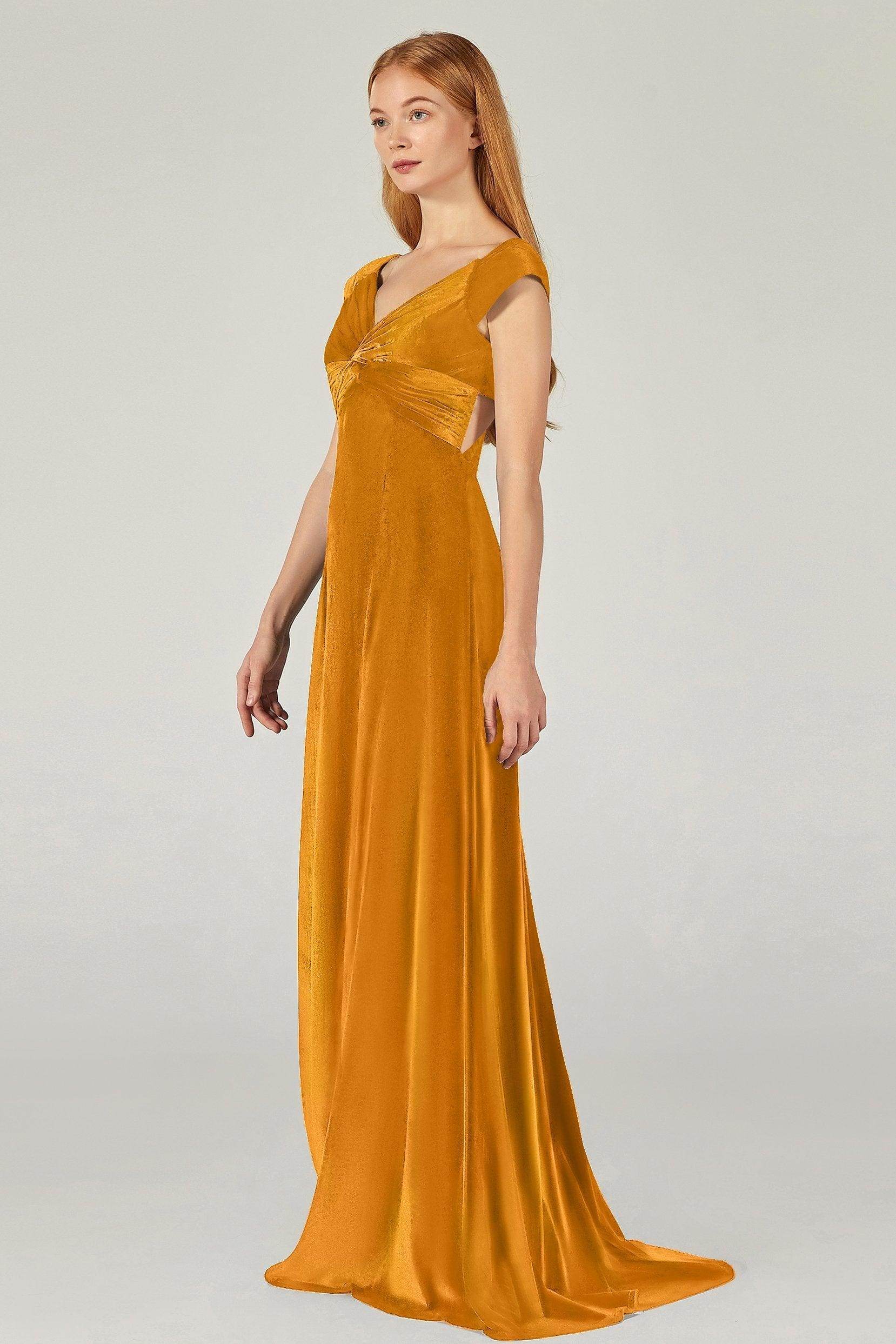 A-Line Floor Length Velvet Bridesmaid Dress CB0371