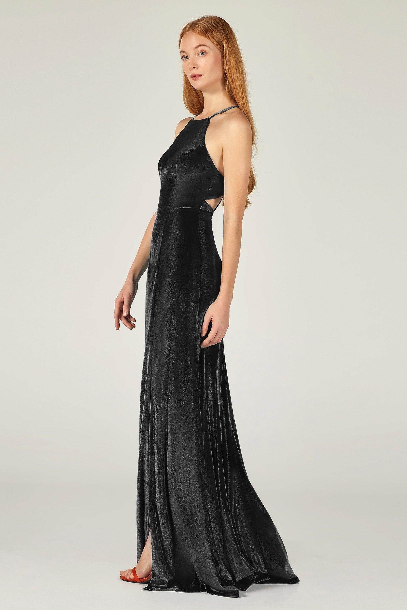 Sheath-Column Floor Length Velvet Bridesmaid Dress CB0372