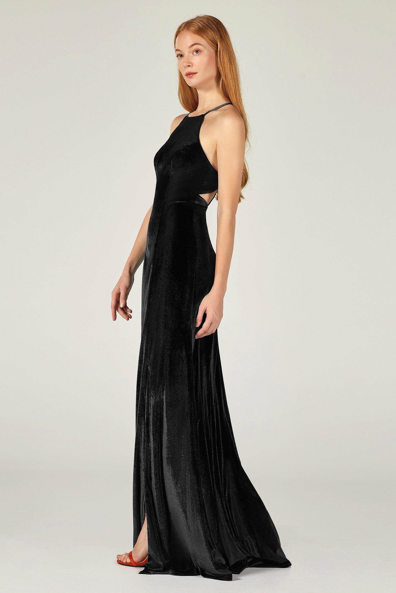 Sheath-Column Floor Length Velvet Bridesmaid Dress CB0372